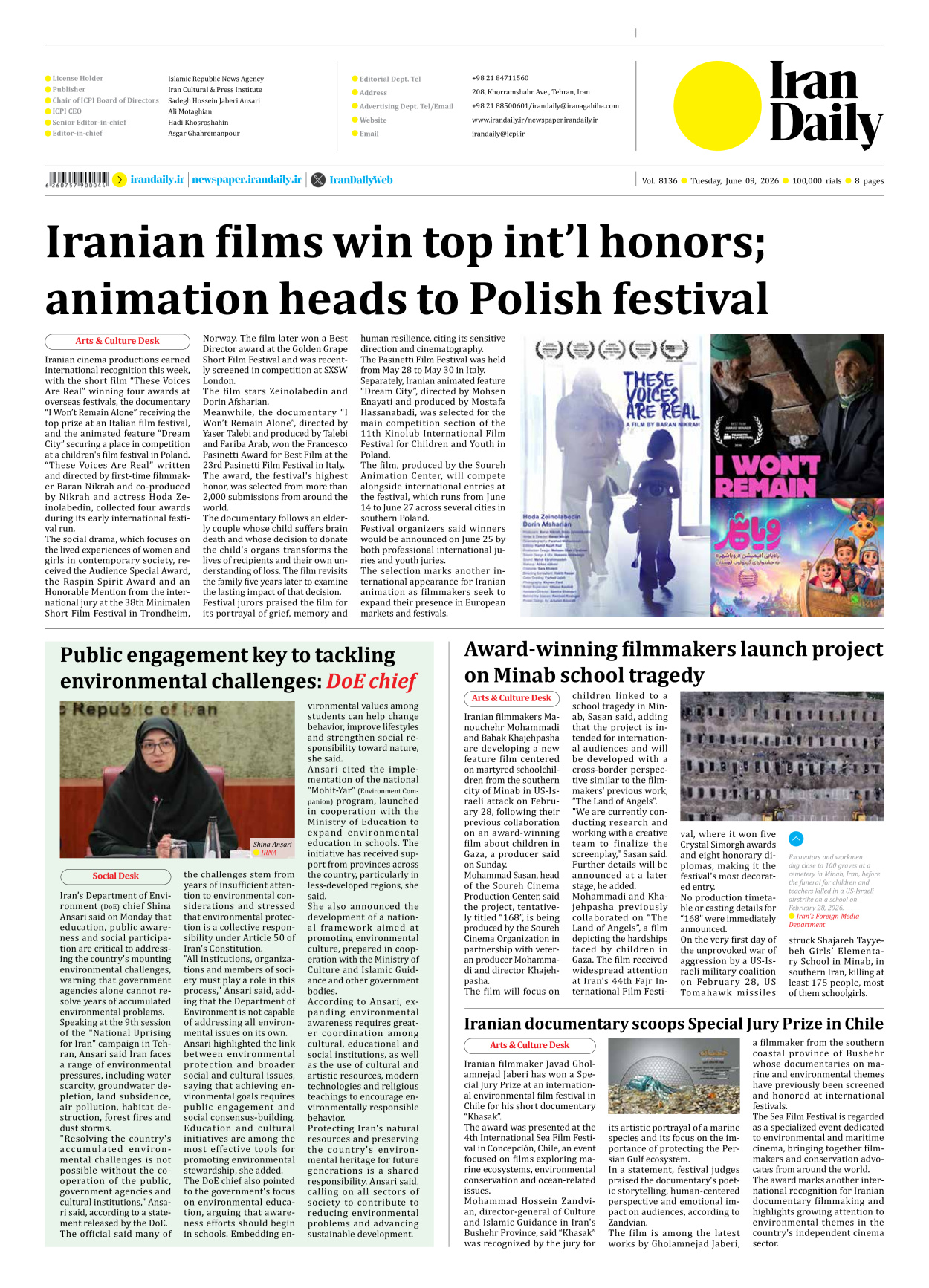 Iran Daily - Number Eight Thousand One Hundred and Thirty Six - 09 June 2026 - Page 8