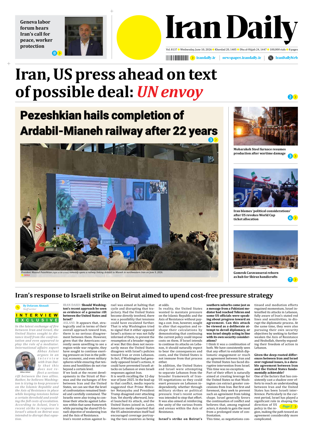 Iran Daily - Number Eight Thousand One Hundred and Thirty Seven - 10 June 2026