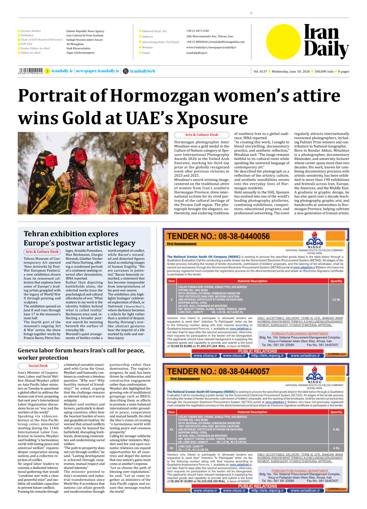 Iran Daily - Number Eight Thousand One Hundred and Thirty Seven - 10 June 2026 - Page 8