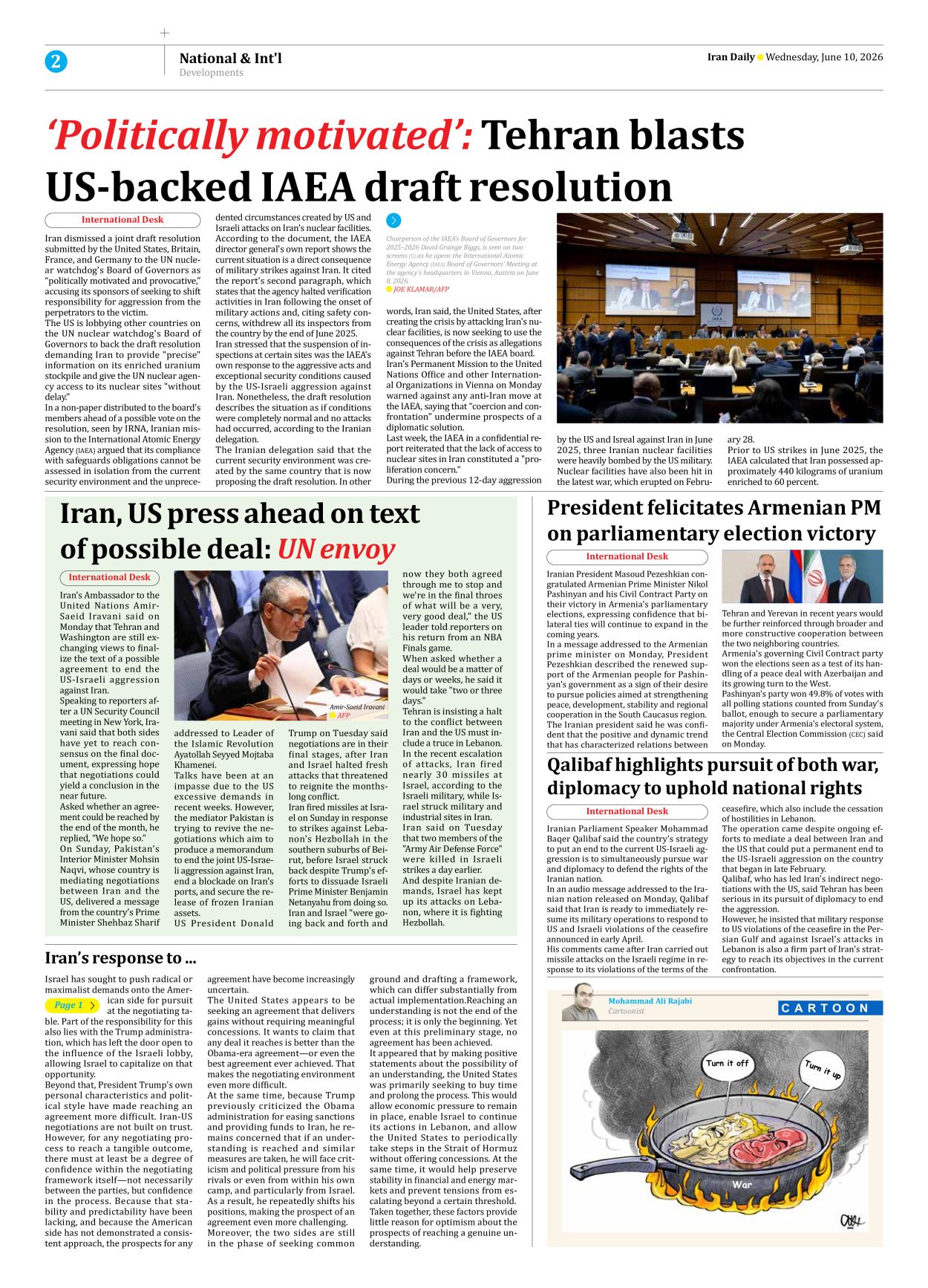 Iran Daily - Number Eight Thousand One Hundred and Thirty Seven - 10 June 2026 - Page 2