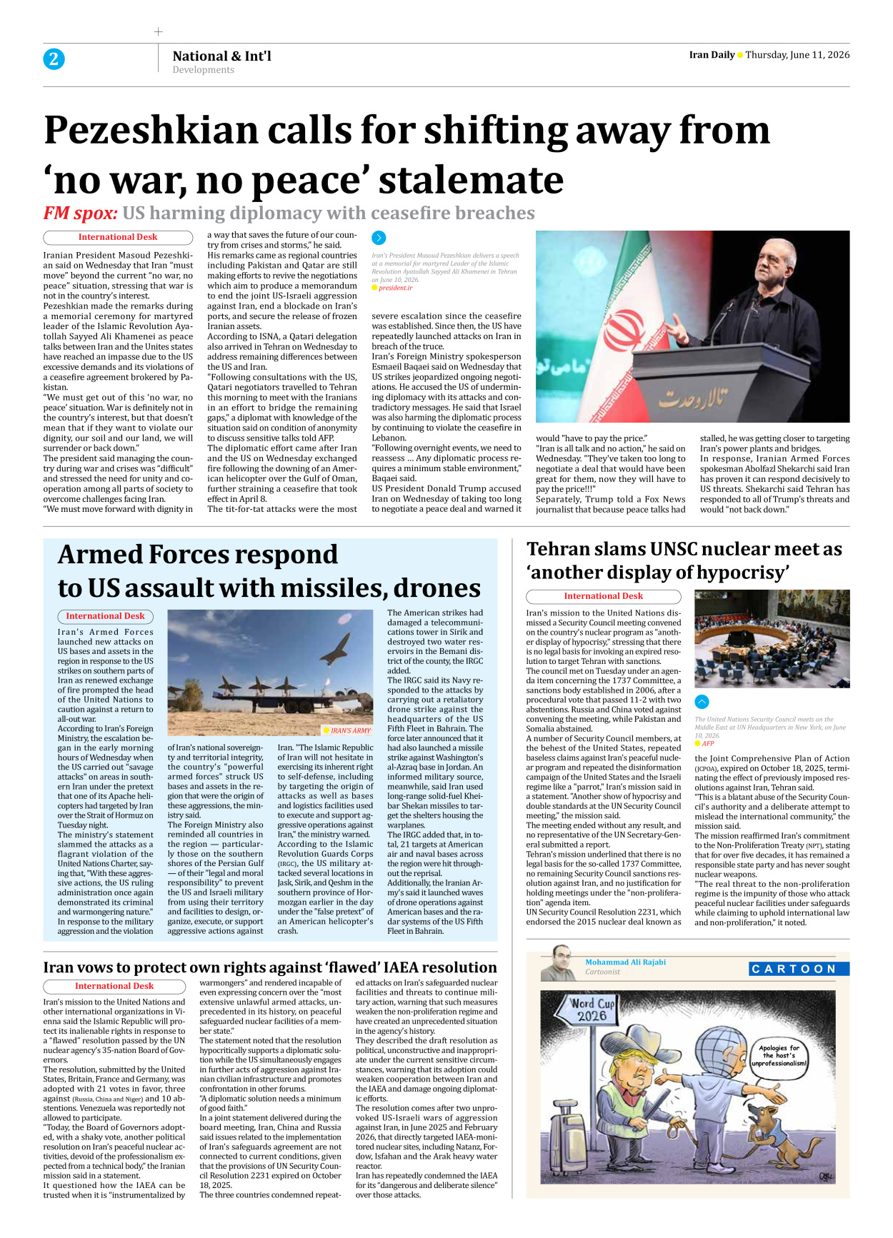 Iran Daily - Number Eight Thousand One Hundred and Thirty Eight - 11 June 2026 - Page 2