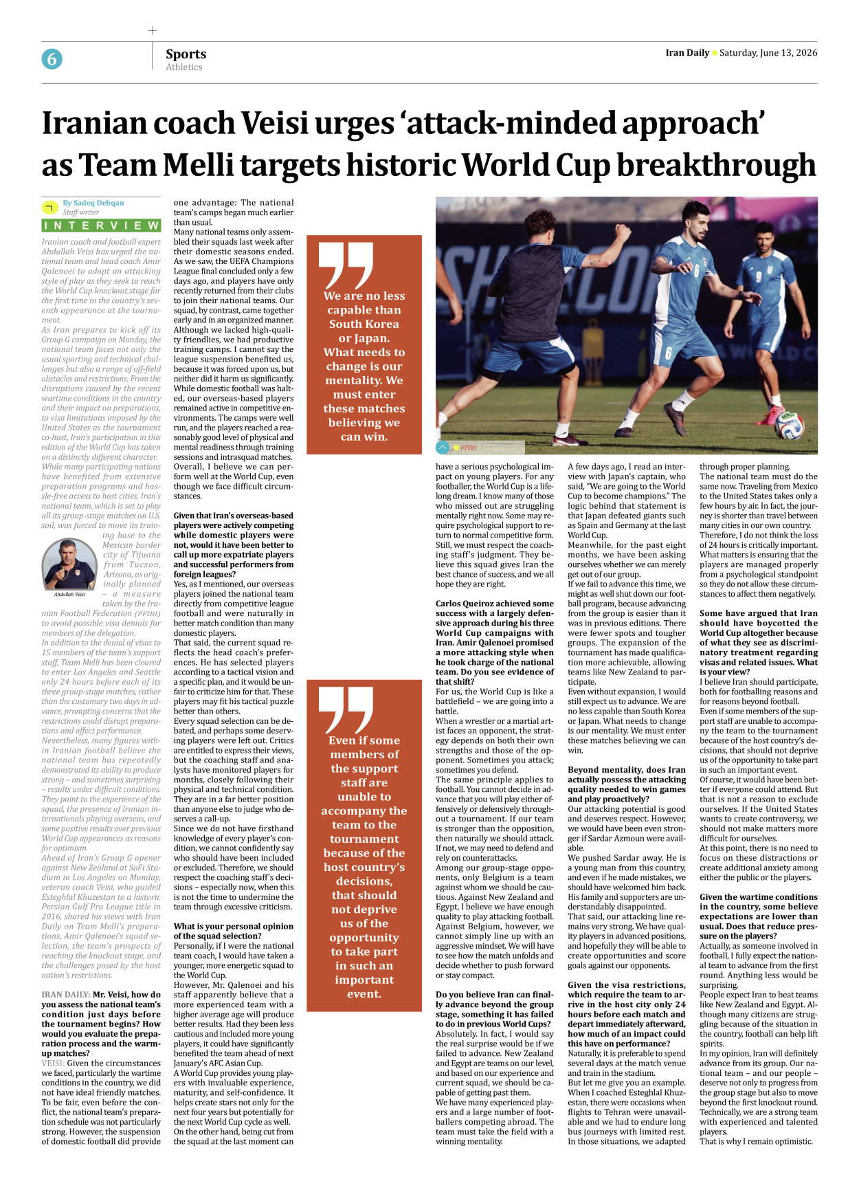 Iran Daily - Number Eight Thousand One Hundred and Thirty Nine - 13 June 2026 - Page 6