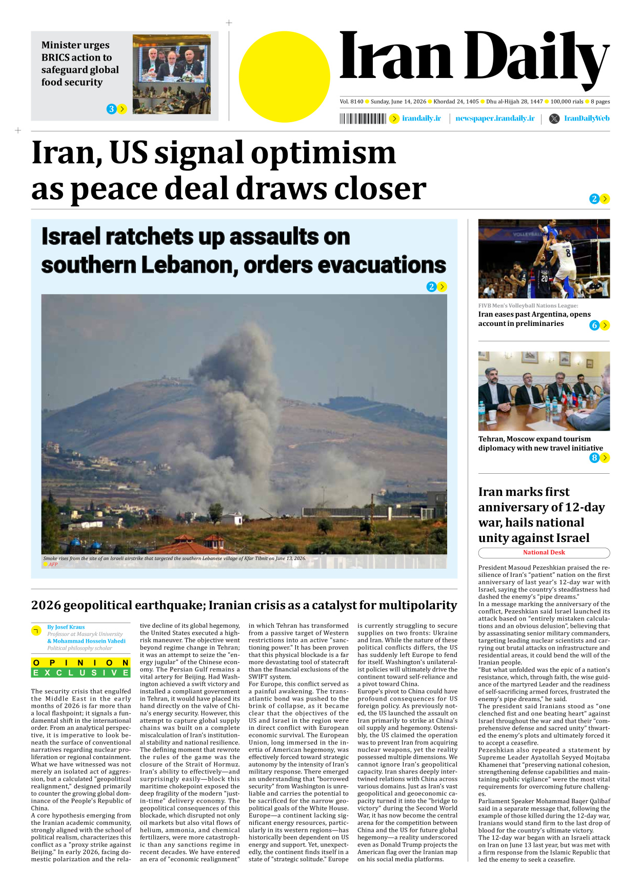 Iran Daily - Number Eight Thousand One Hundred and Forty - 14 June 2026