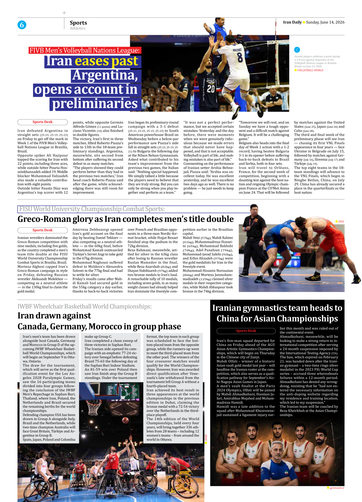 Iran Daily - Number Eight Thousand One Hundred and Forty - 14 June 2026 - Page 6