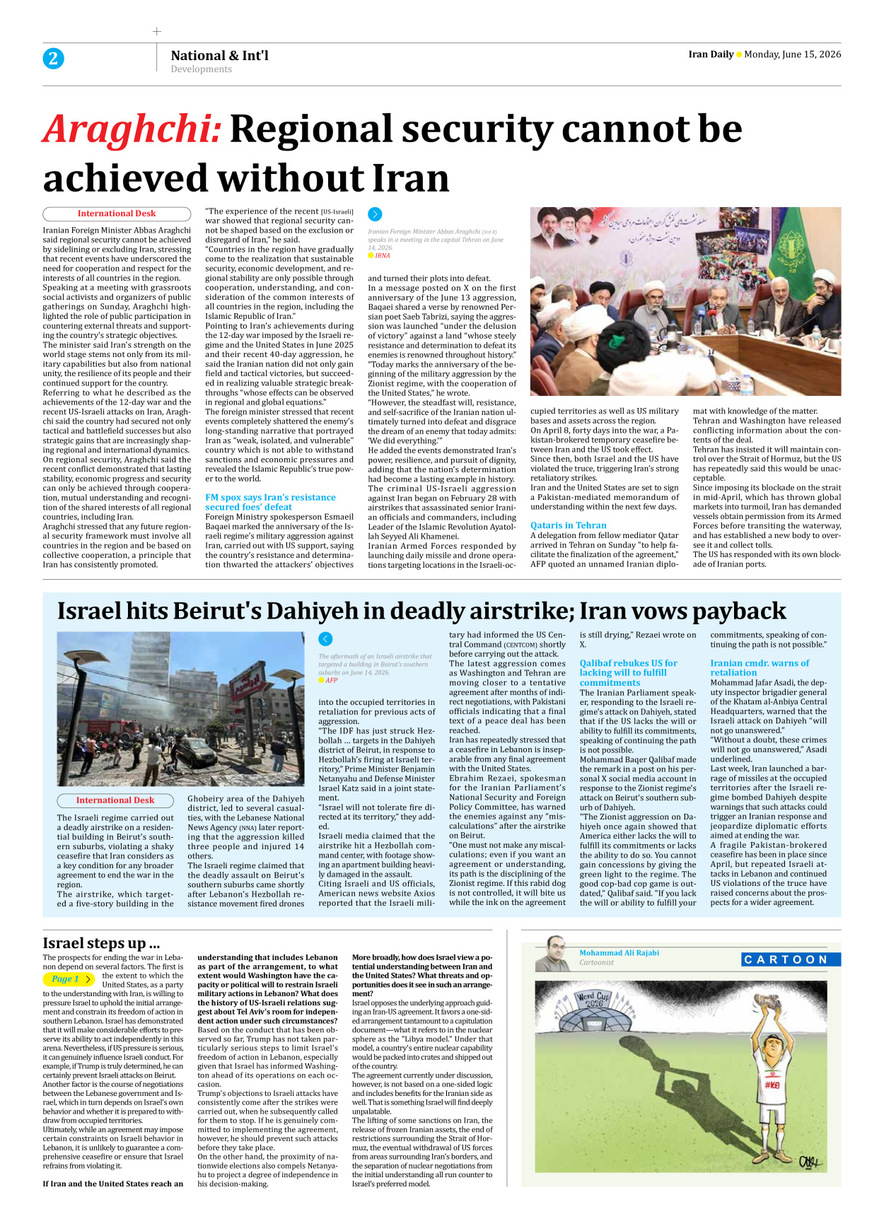 Iran Daily - Number Eight Thousand One Hundred and Forty One - 15 June 2026 - Page 2