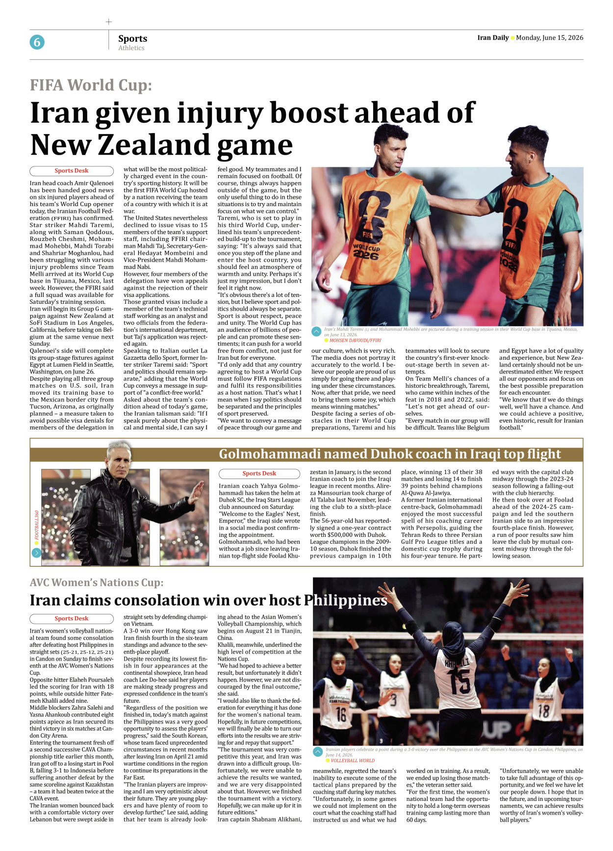 Iran Daily - Number Eight Thousand One Hundred and Forty One - 15 June 2026 - Page 6