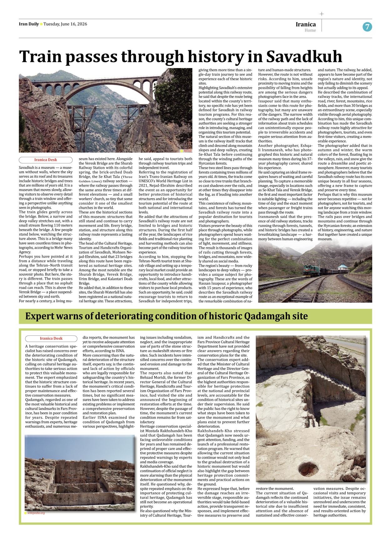 Iran Daily - Number Eight Thousand One Hundred and Forty Two - 16 June 2026 - Page 7