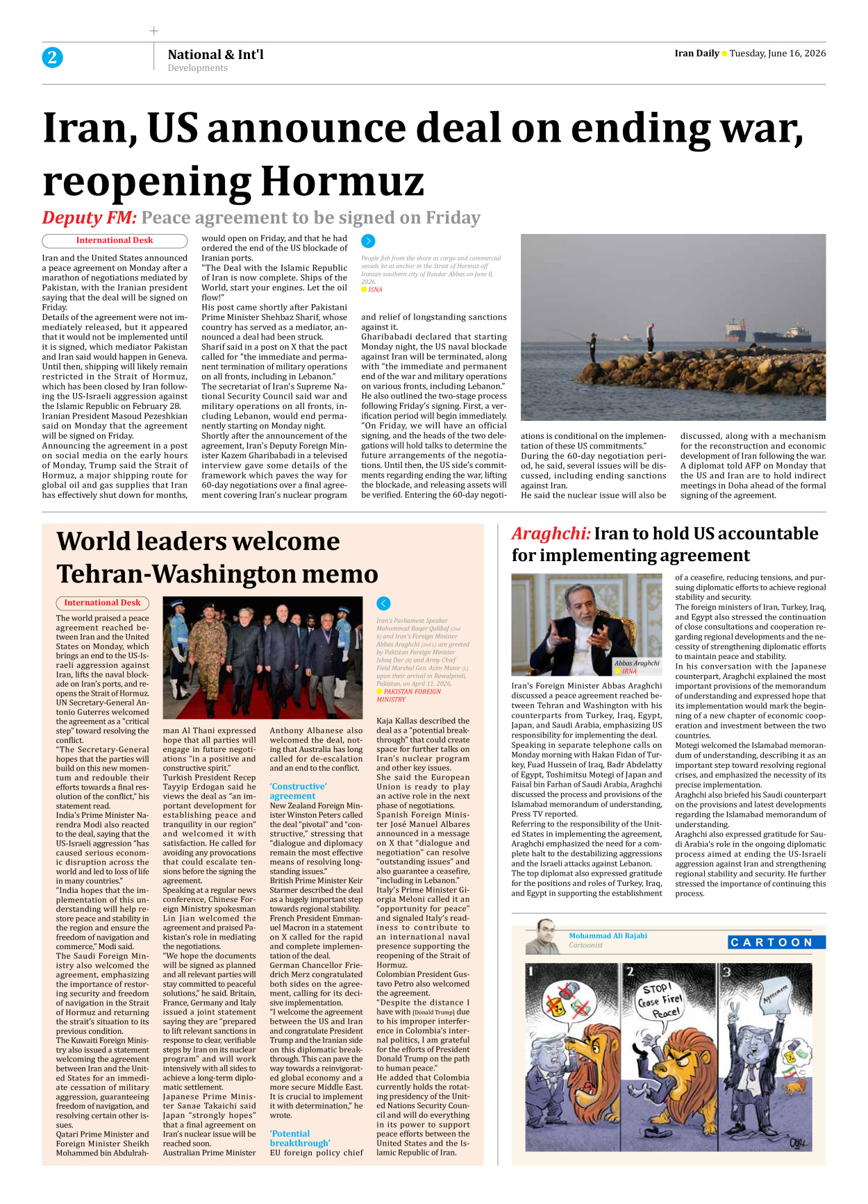 Iran Daily - Number Eight Thousand One Hundred and Forty Two - 16 June 2026 - Page 2
