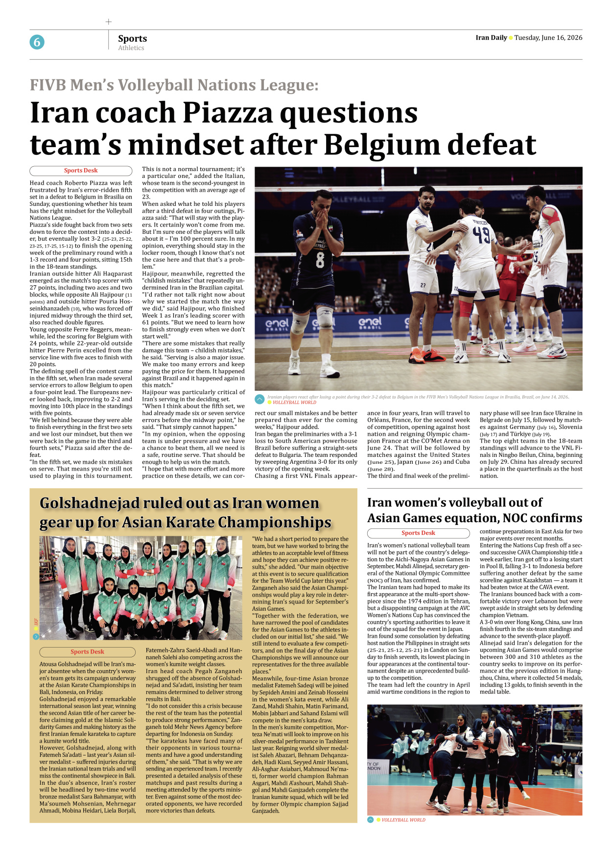 Iran Daily - Number Eight Thousand One Hundred and Forty Two - 16 June 2026 - Page 6