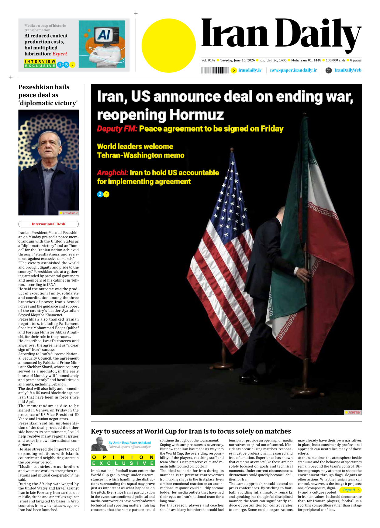 Iran Daily - Number Eight Thousand One Hundred and Forty Two - 16 June 2026