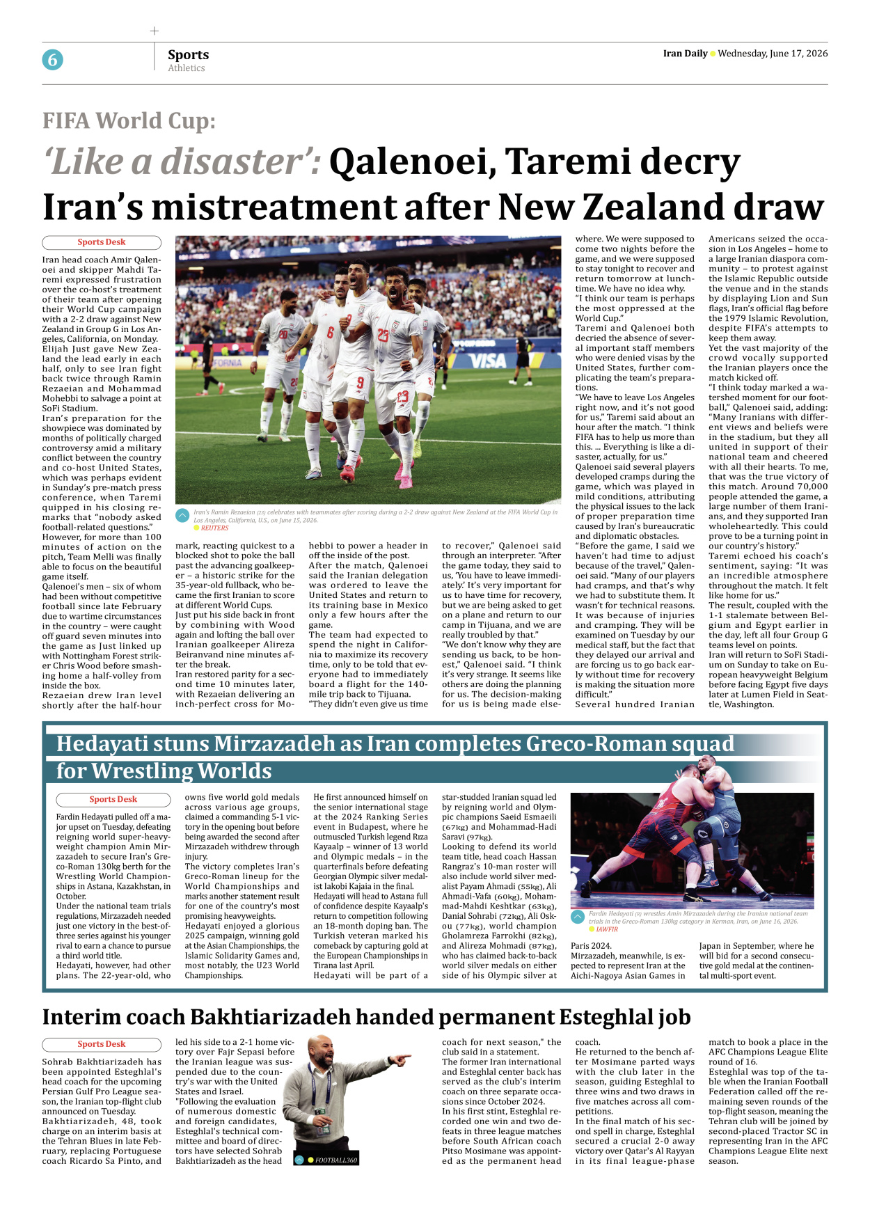 Iran Daily - Number Eight Thousand One Hundred and Forty Three - 17 June 2026 - Page 6