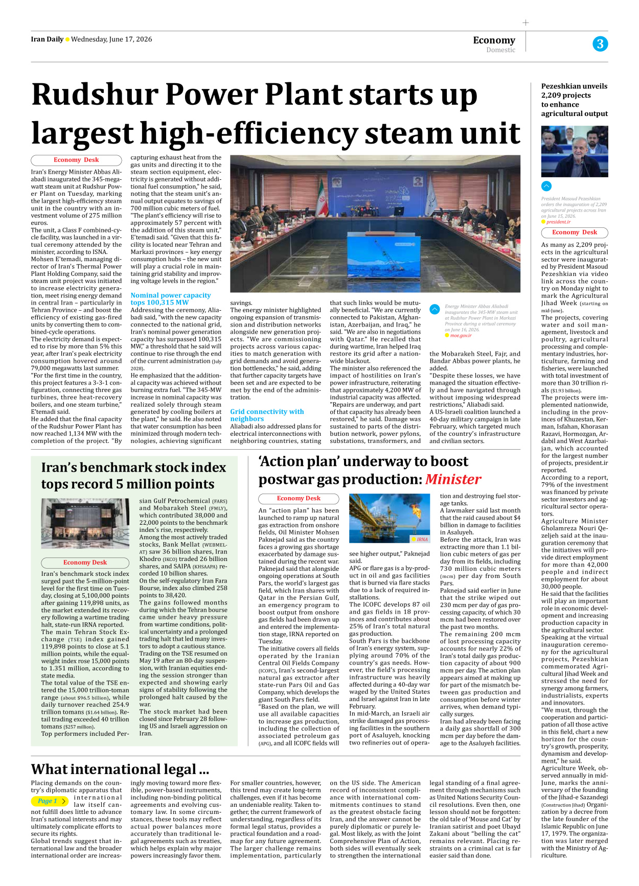 Iran Daily - Number Eight Thousand One Hundred and Forty Three - 17 June 2026 - Page 3