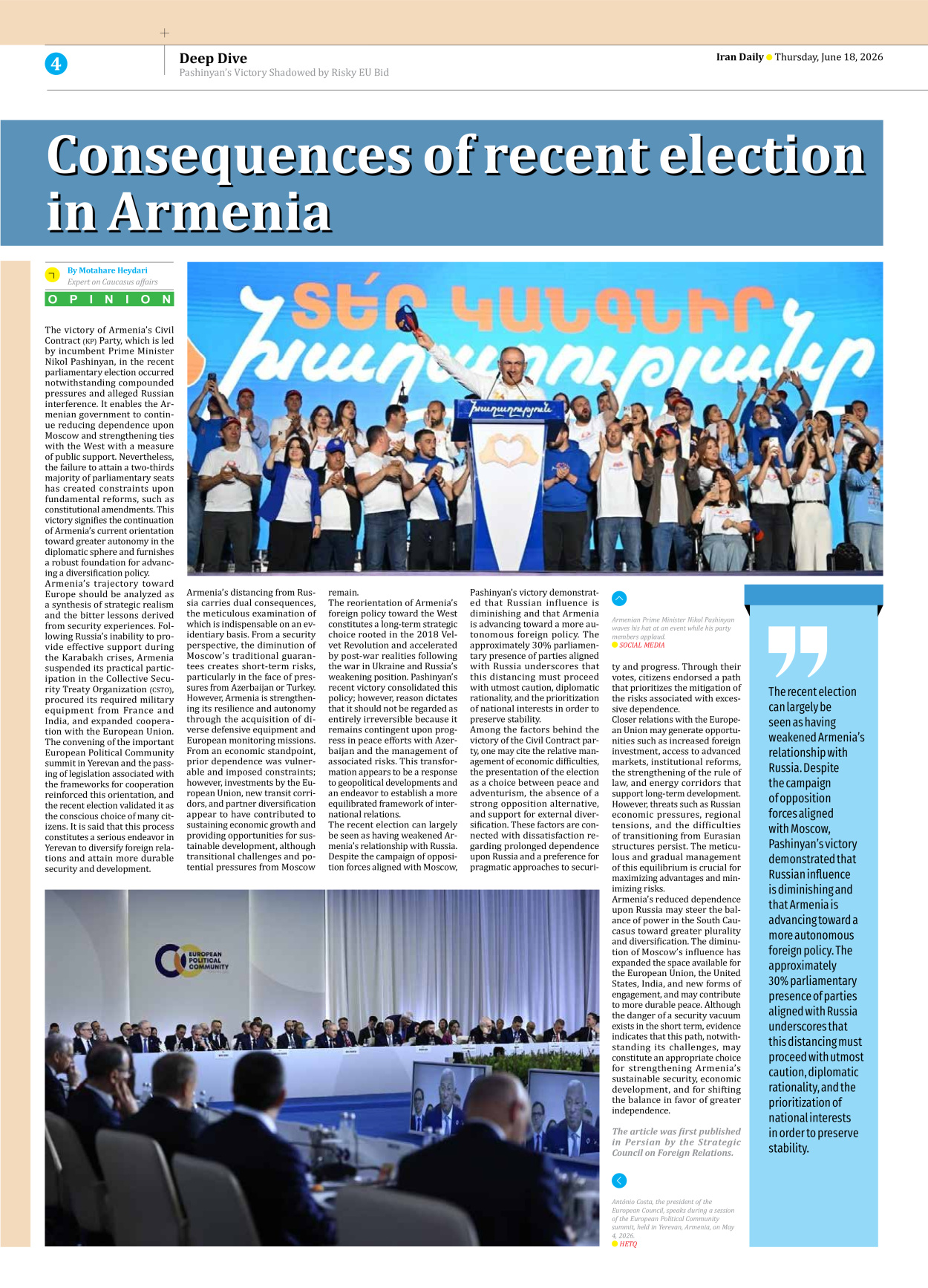 Iran Daily - Number Eight Thousand One Hundred and Forty Four - 18 June 2026 - Page 4