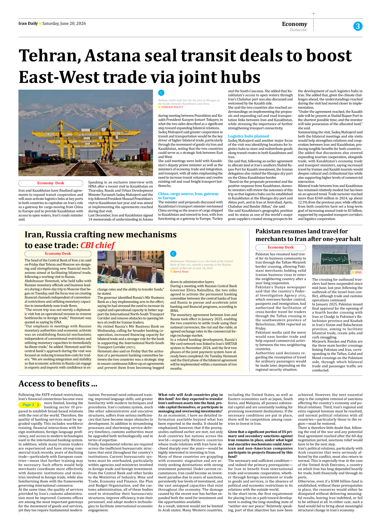Iran Daily - Number Eight Thousand One Hundred and Forty Five - 20 June 2026 - Page 3