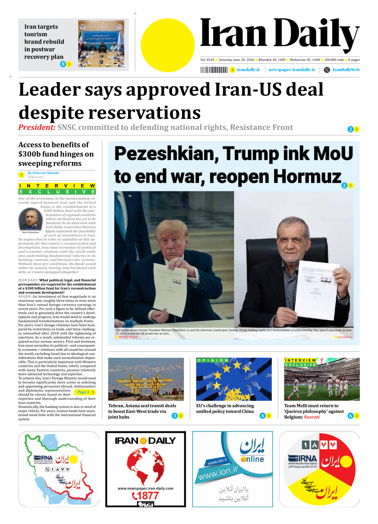 Iran Daily - Number Eight Thousand One Hundred and Forty Five - 20 June 2026
