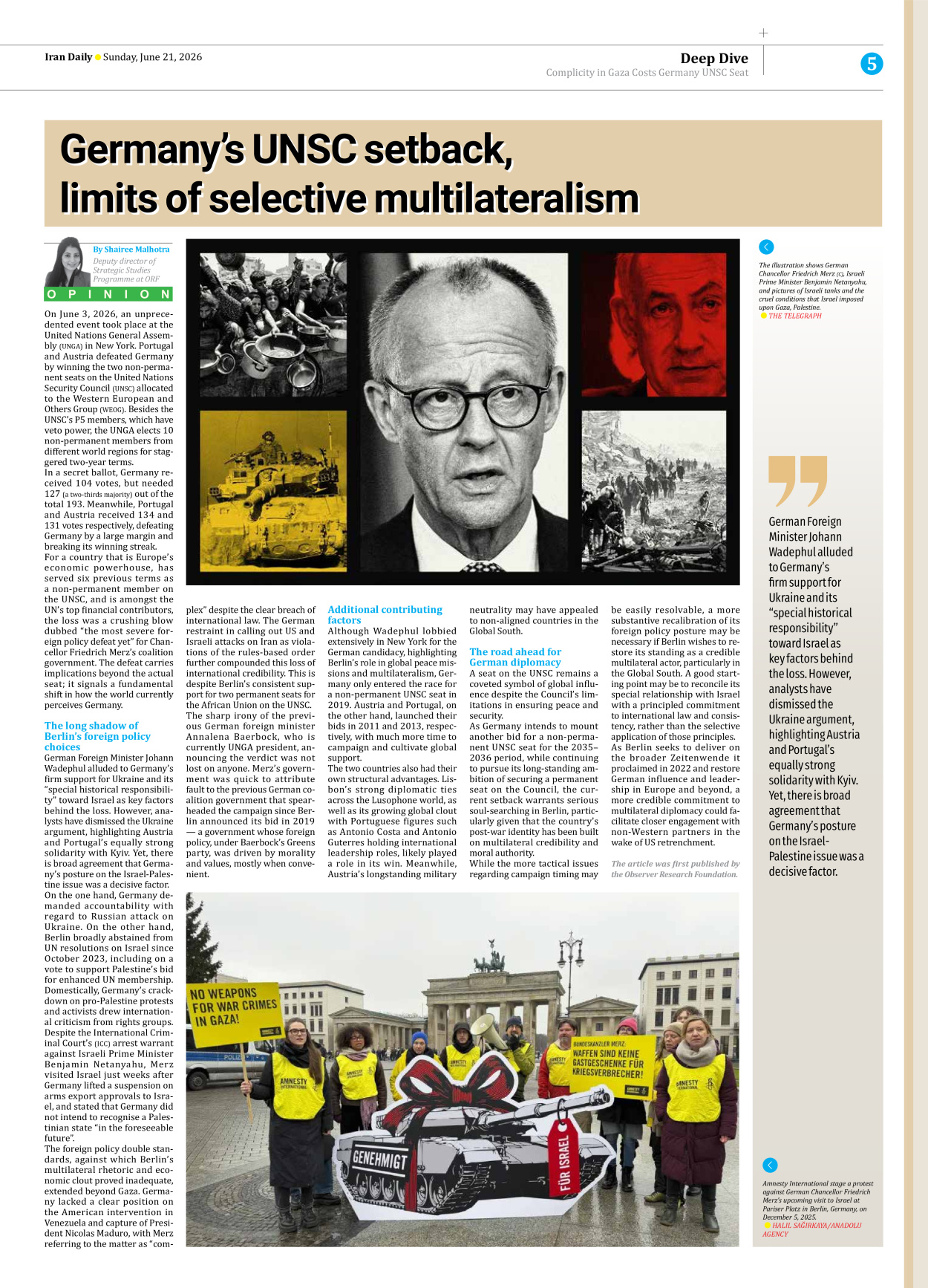 Iran Daily - Number Eight Thousand One Hundred and Forty Six - 21 June 2026 - Page 5