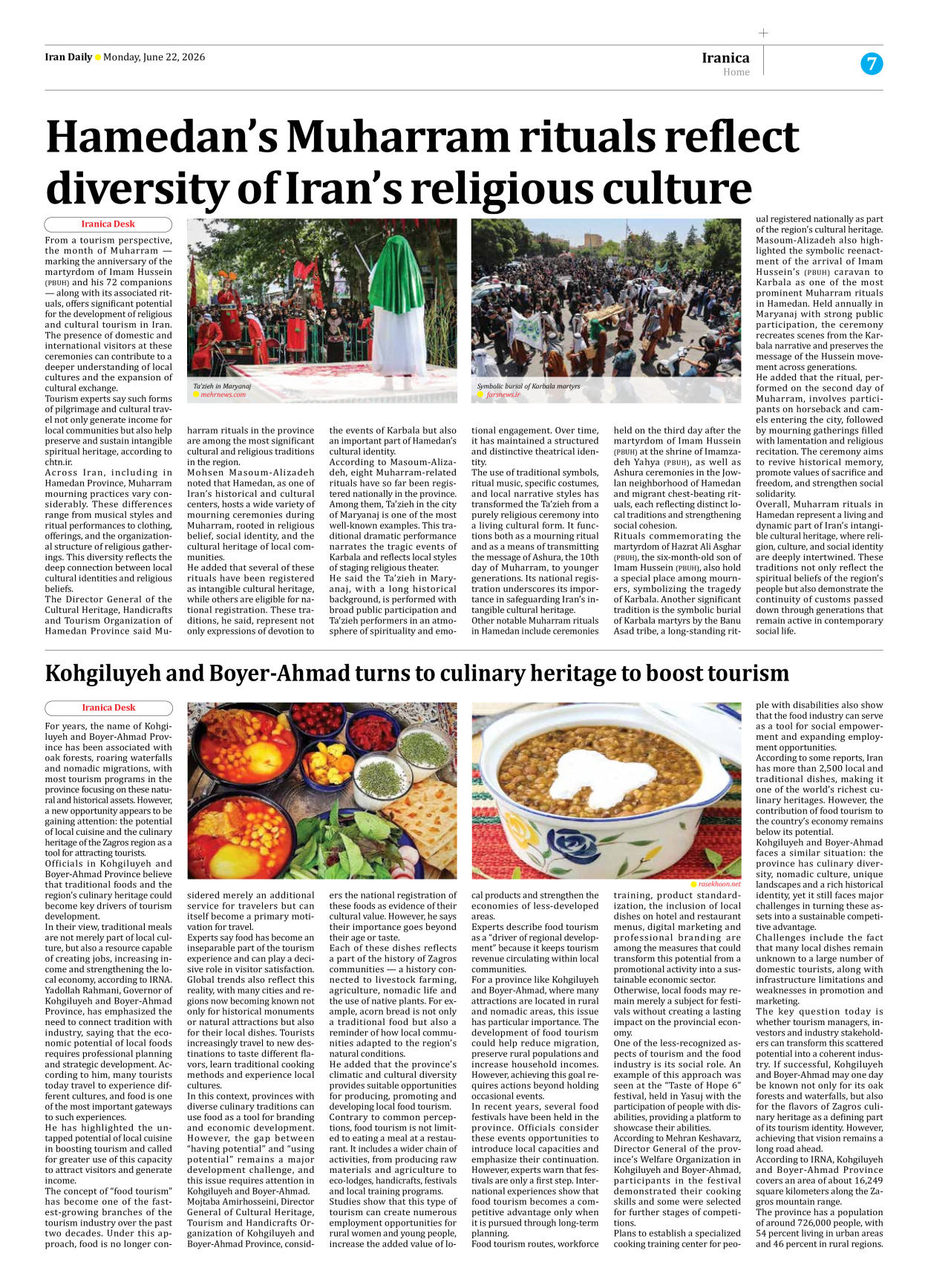 Iran Daily - Number Eight Thousand One Hundred and Forty Seven - 22 June 2026 - Page 7