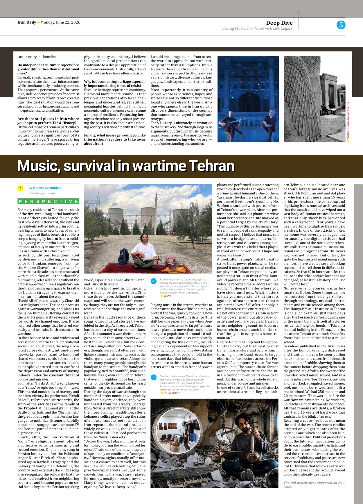 Iran Daily - Number Eight Thousand One Hundred and Forty Seven - 22 June 2026 - Page 5