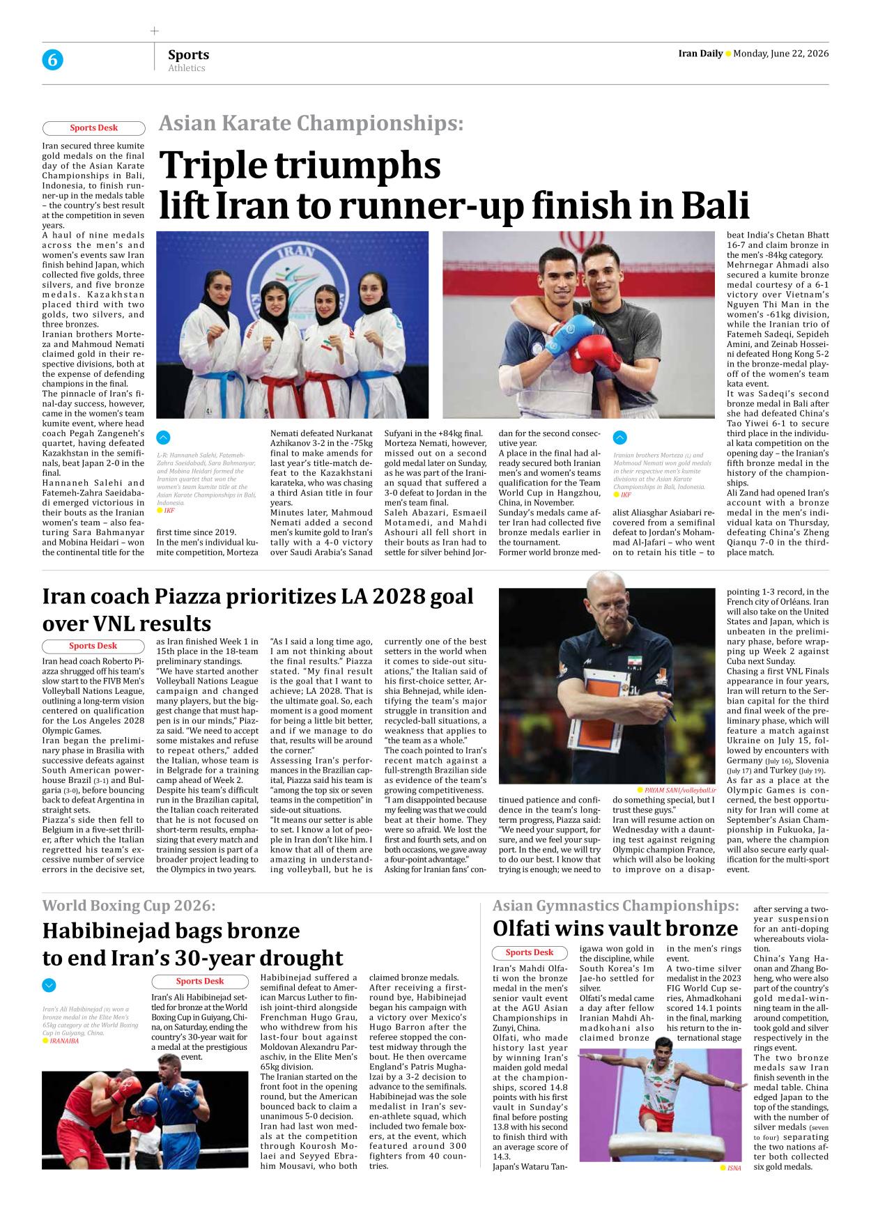 Iran Daily - Number Eight Thousand One Hundred and Forty Seven - 22 June 2026 - Page 6