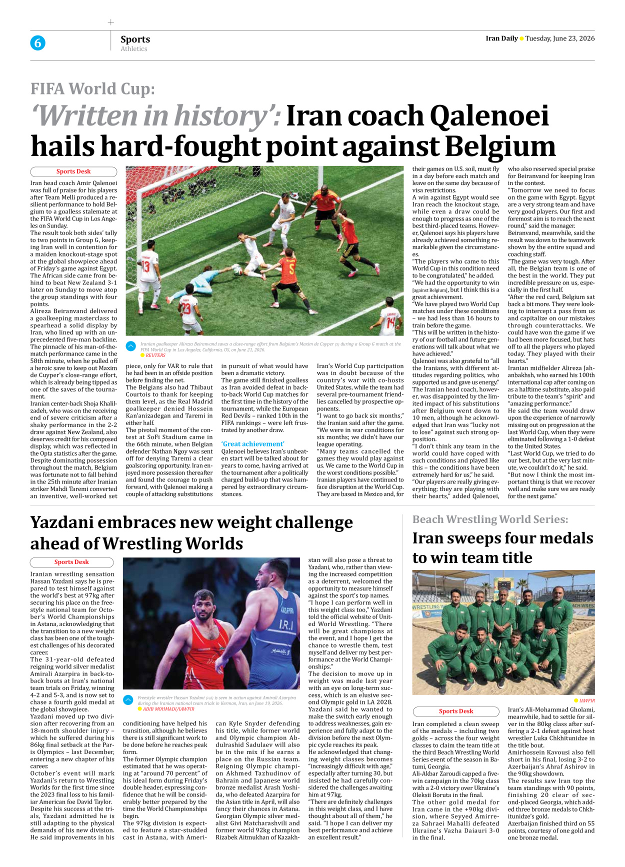 Iran Daily - Number Eight Thousand One Hundred and Forty Eight - 23 June 2026 - Page 6