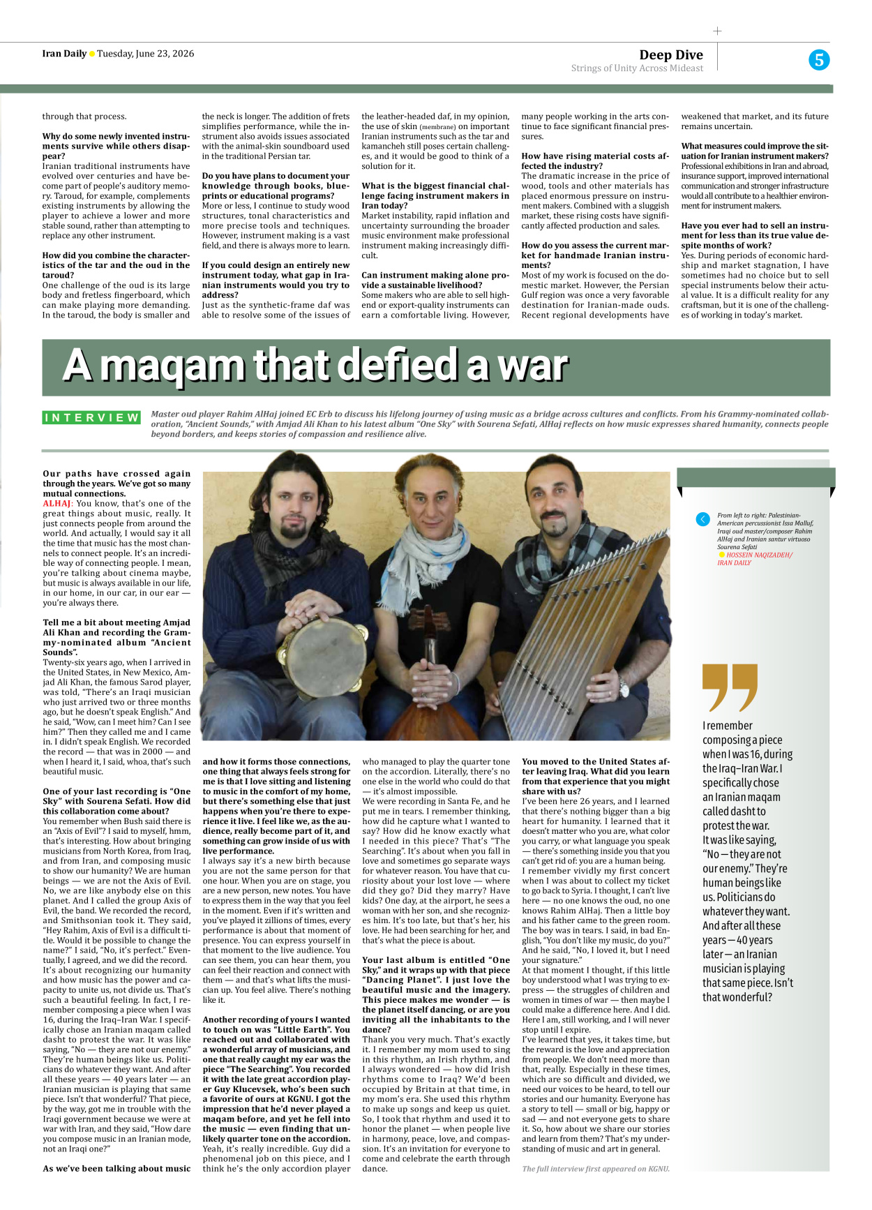 Iran Daily - Number Eight Thousand One Hundred and Forty Eight - 23 June 2026 - Page 5