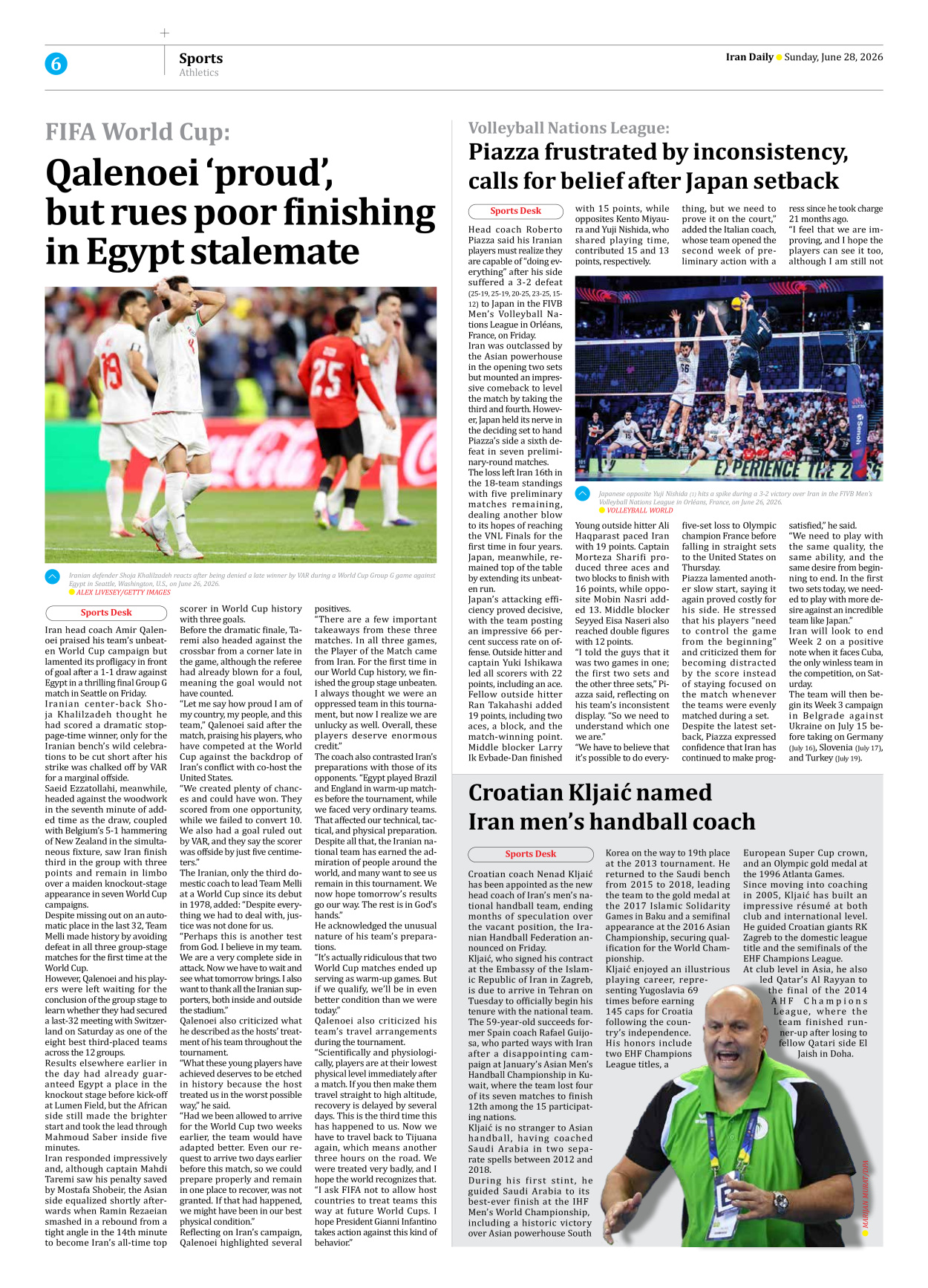 Iran Daily - Number Eight Thousand One Hundred and Fifty - 28 June 2026 - Page 6