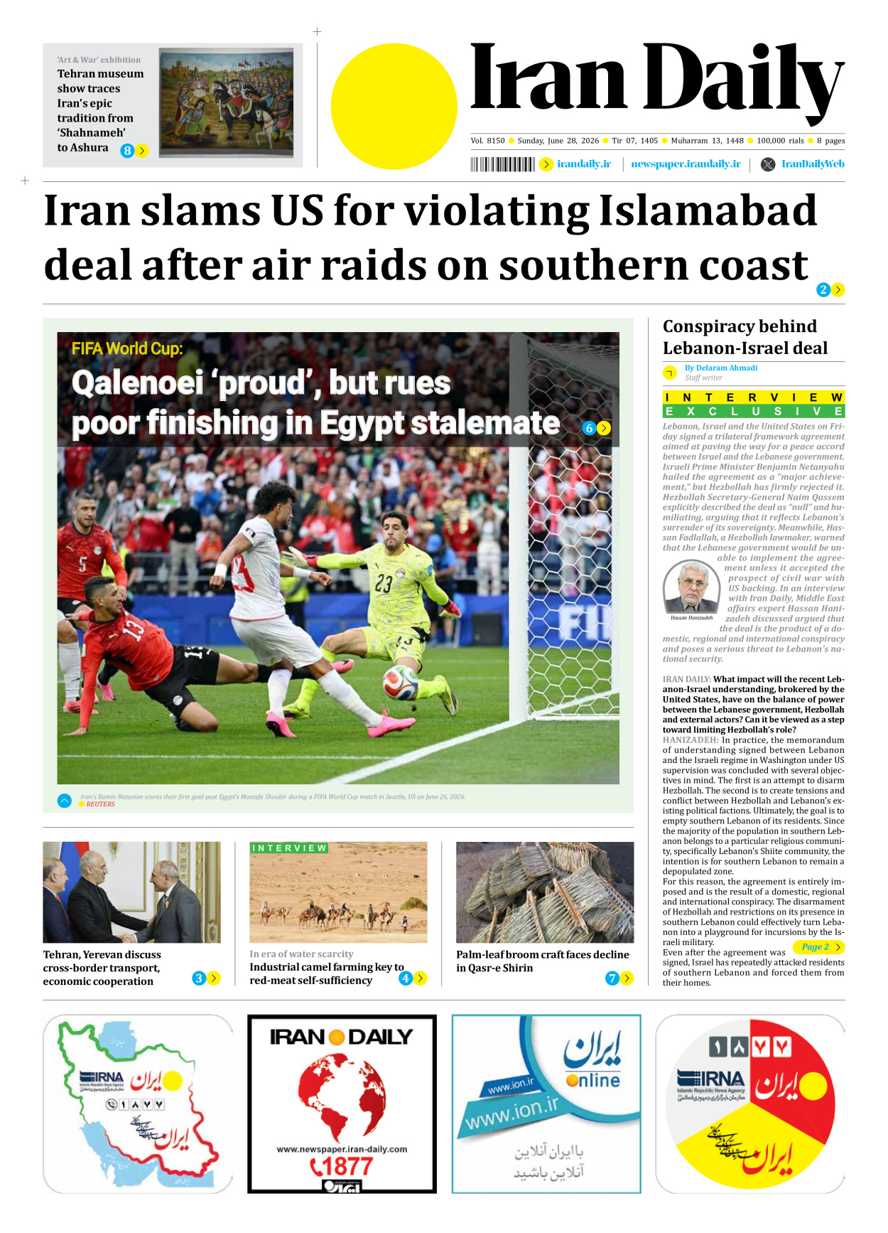 Iran Daily - Number Eight Thousand One Hundred and Fifty - 28 June 2026