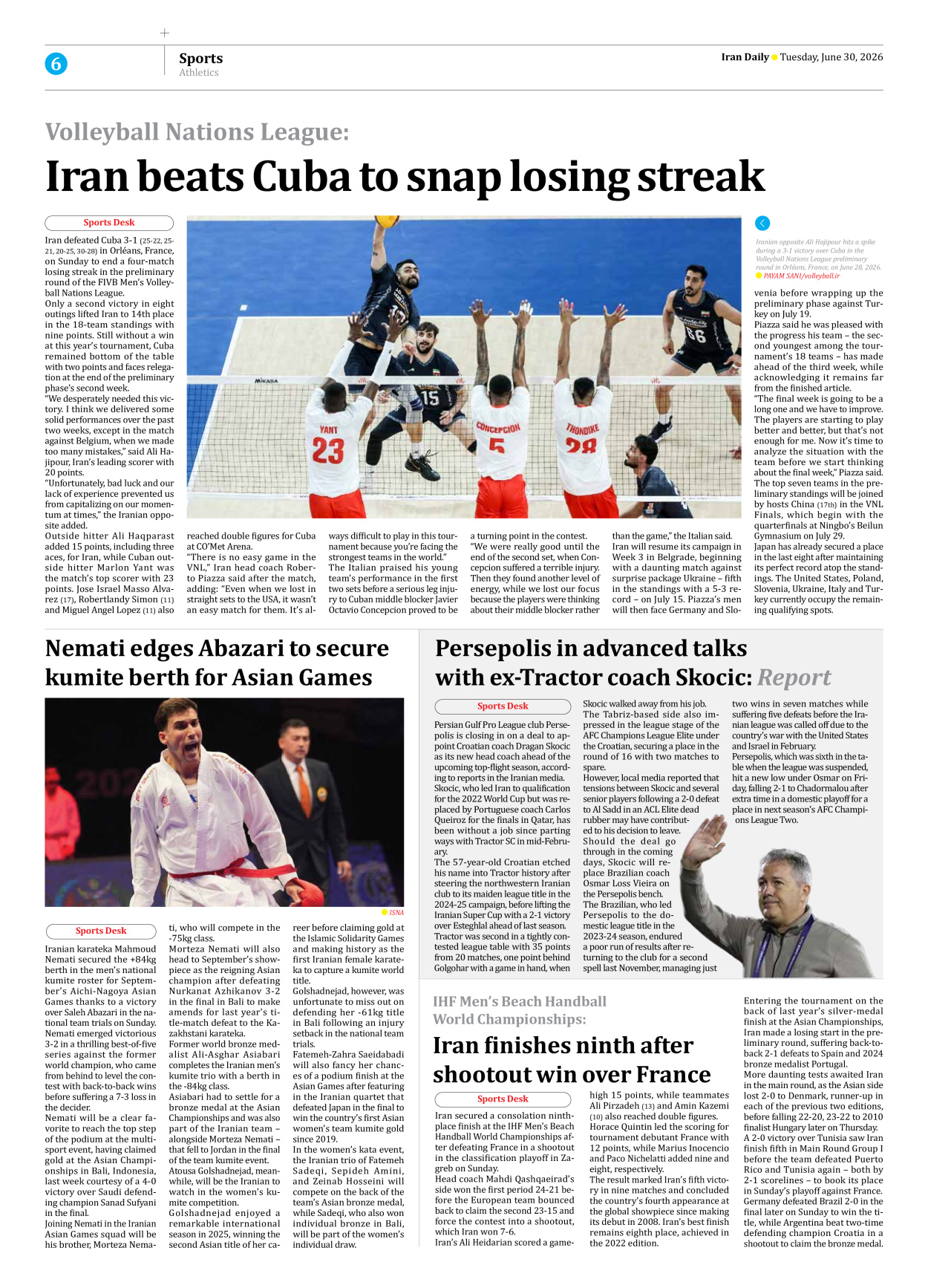 Iran Daily - Number Eight Thousand One Hundred and Fifty Two - 30 June 2026 - Page 6
