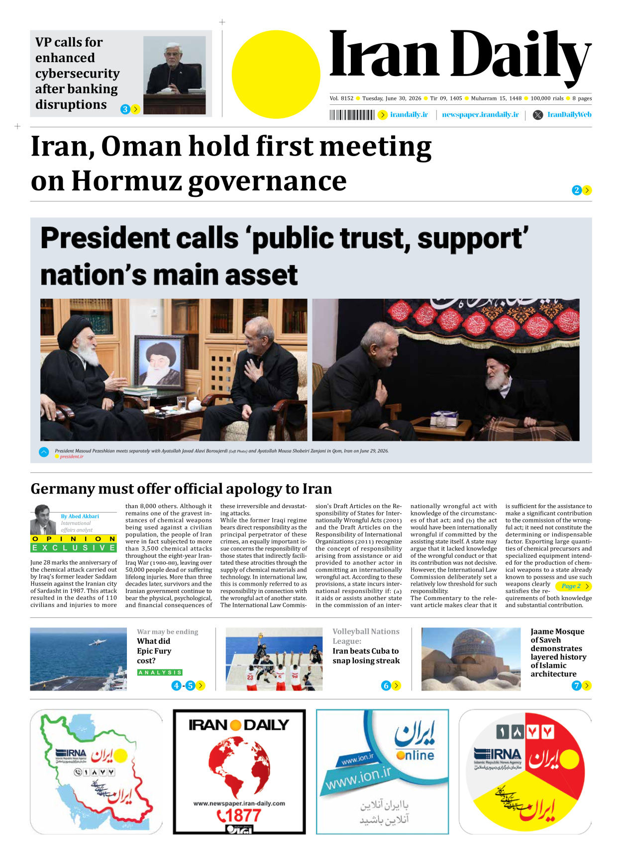 Iran Daily - Number Eight Thousand One Hundred and Fifty Two - 30 June 2026