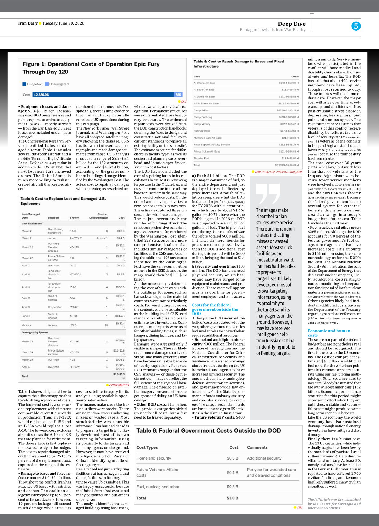 Iran Daily - Number Eight Thousand One Hundred and Fifty Two - 30 June 2026 - Page 5
