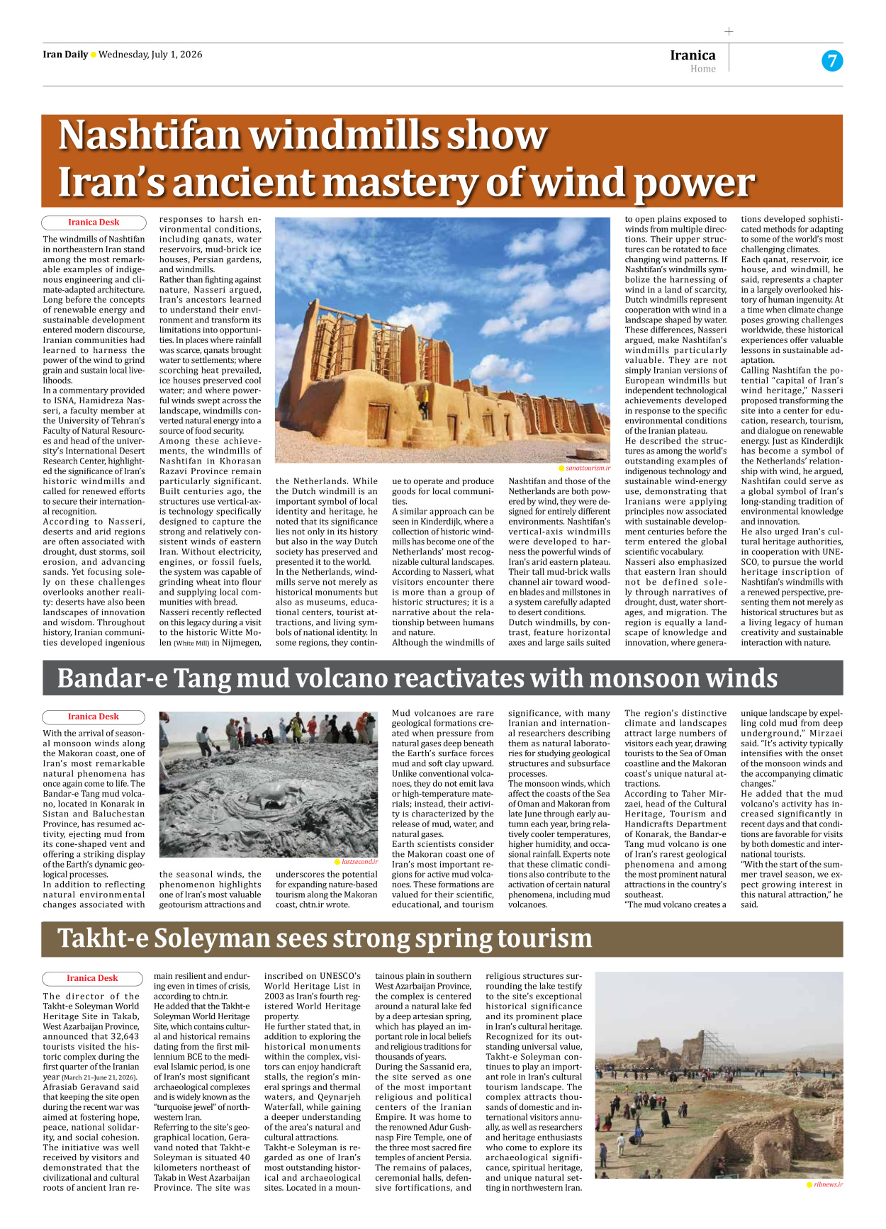 Iran Daily - Number Eight Thousand One Hundred and Fifty Three - 01 July 2026 - Page 7