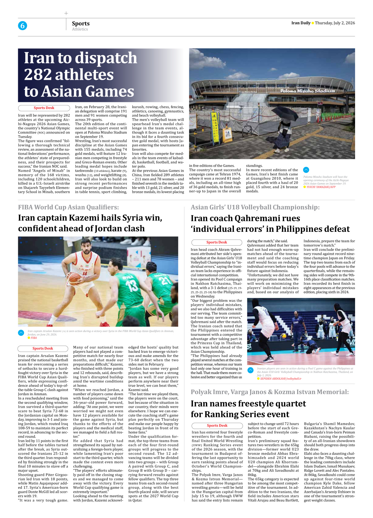 Iran Daily - Number Eight Thousand One Hundred and Fifty Four - 02 July 2026 - Page 6