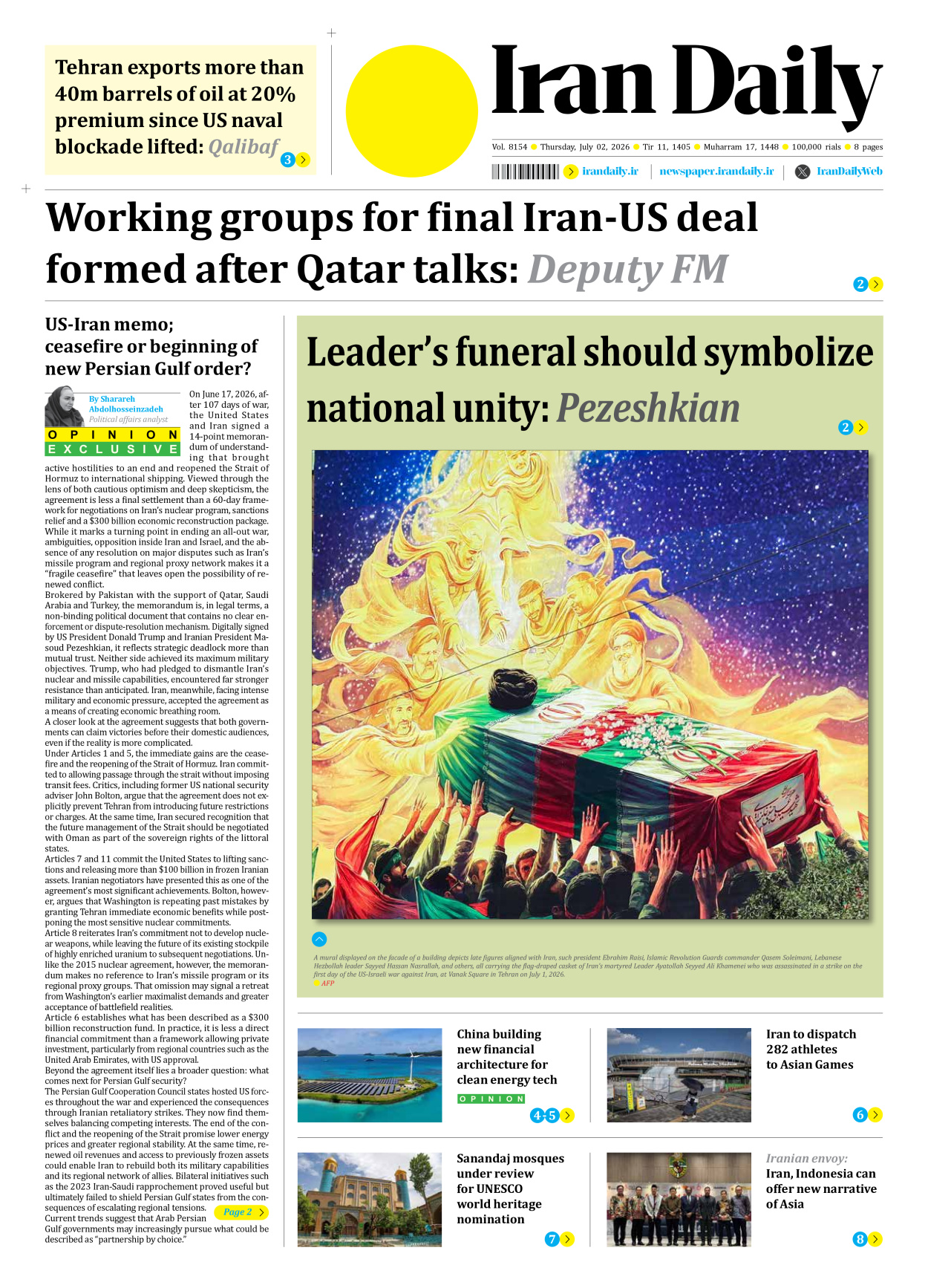 Iran Daily - Number Eight Thousand One Hundred and Fifty Four - 02 July 2026