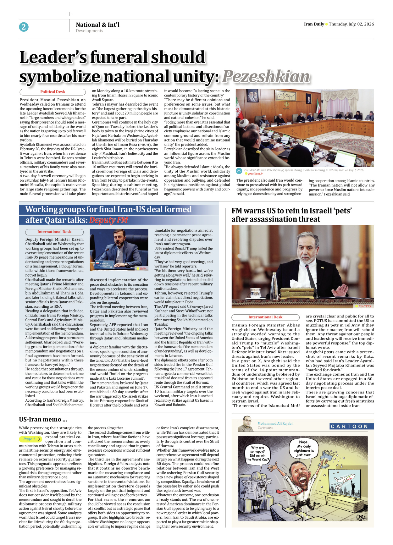 Iran Daily - Number Eight Thousand One Hundred and Fifty Four - 02 July 2026 - Page 2
