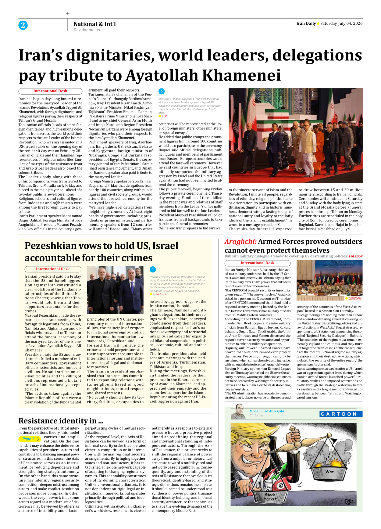 Iran Daily - Number Eight Thousand One Hundred and Fifty Five - 04 July 2026 - Page 2