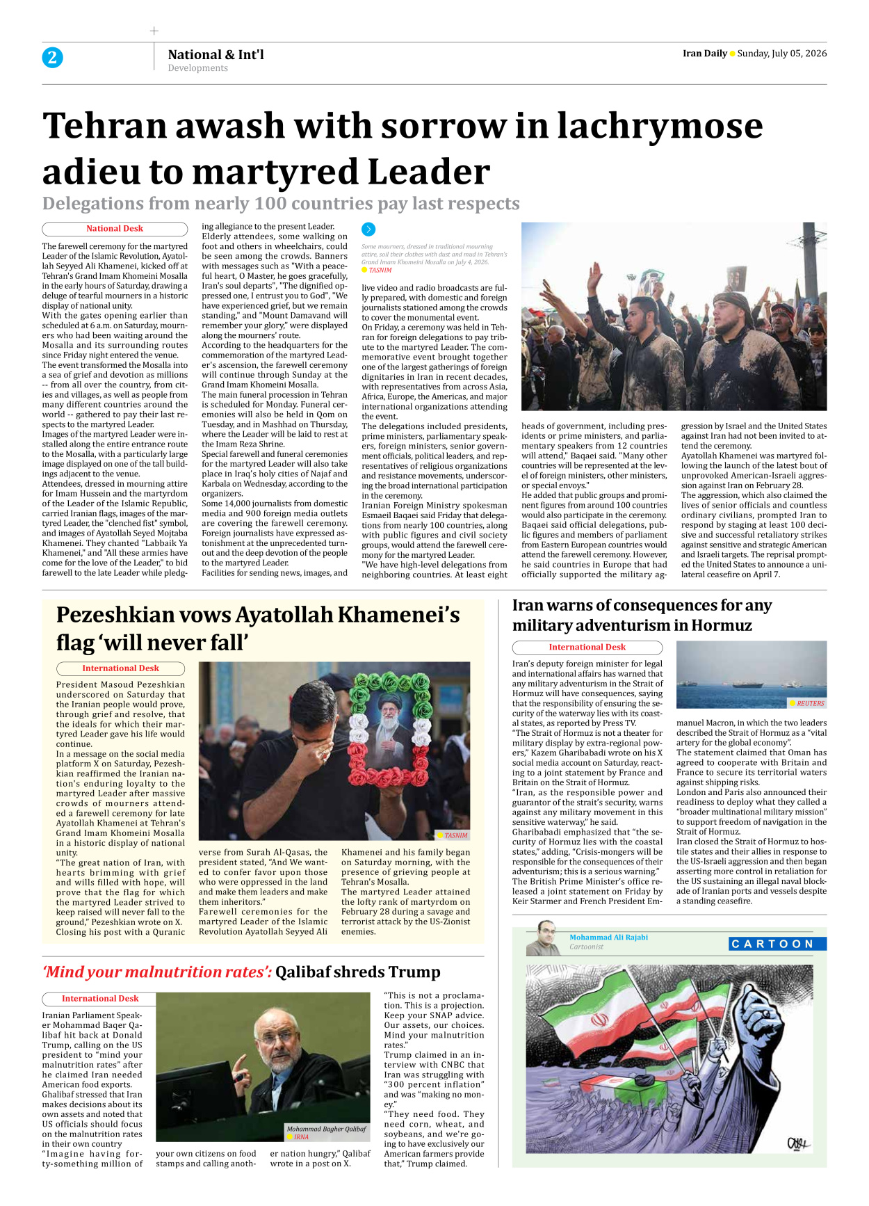 Iran Daily - Number Eight Thousand One Hundred and Fifty Six - 05 July 2026 - Page 2