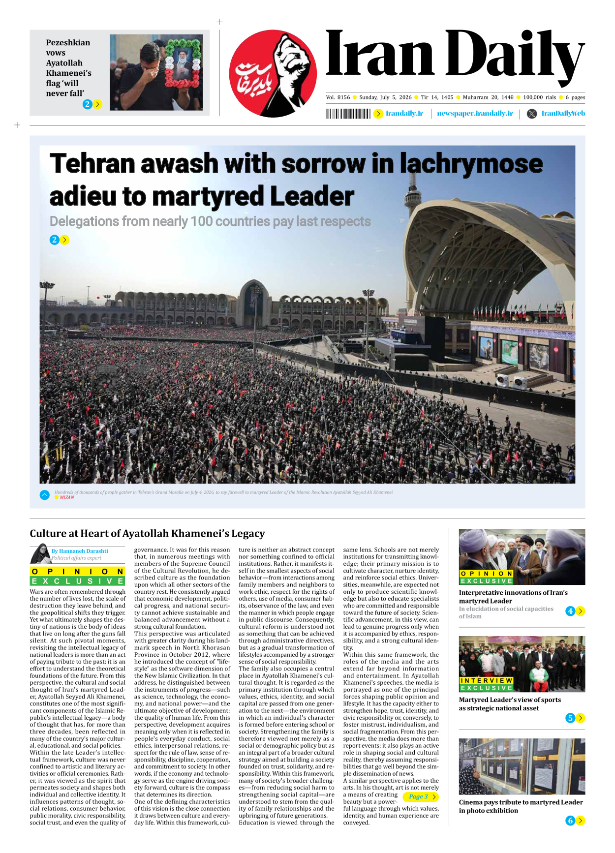 Iran Daily - Number Eight Thousand One Hundred and Fifty Six - 05 July 2026