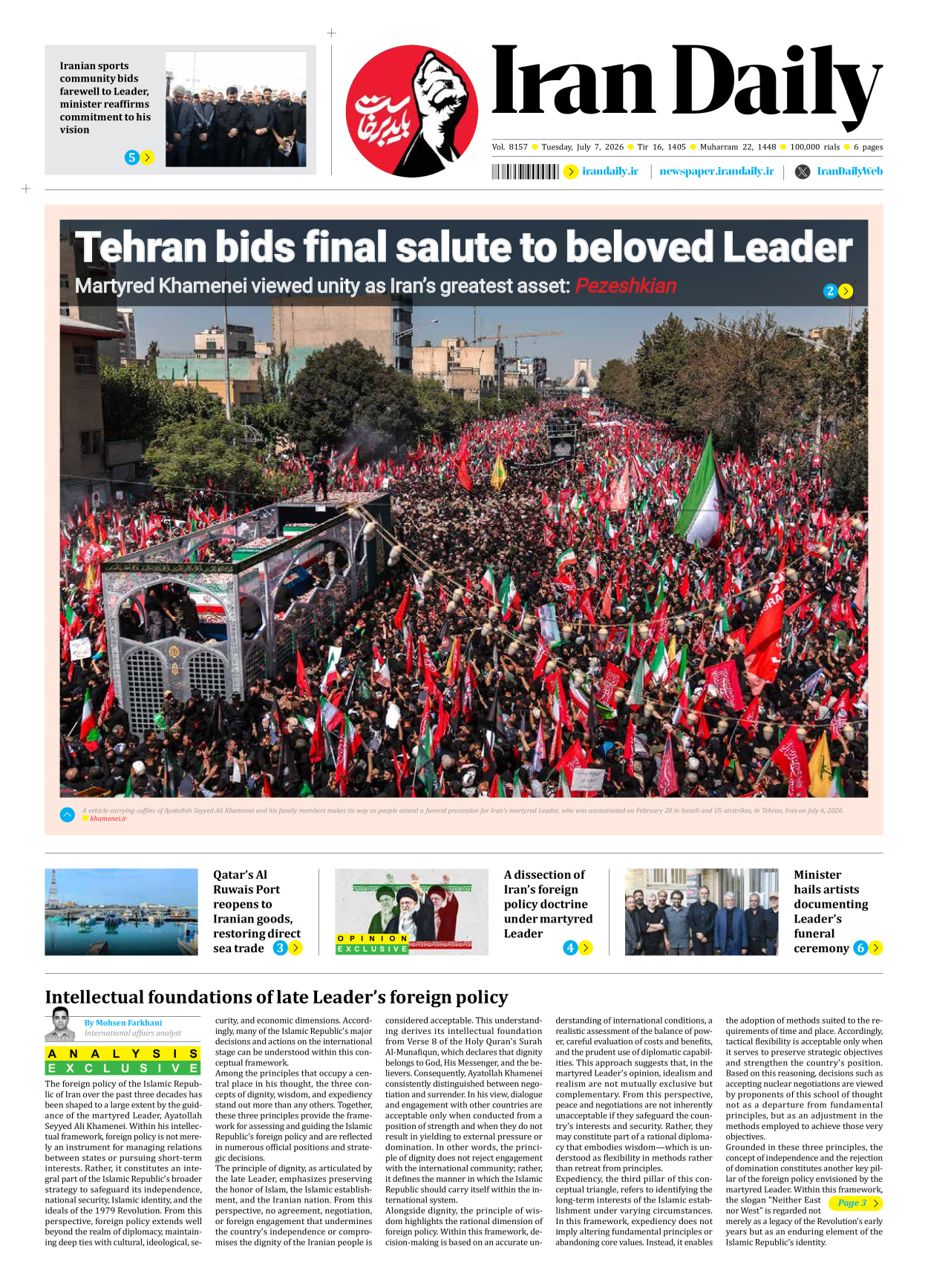 Iran Daily - Number Eight Thousand One Hundred and Fifty Seven - 07 July 2026