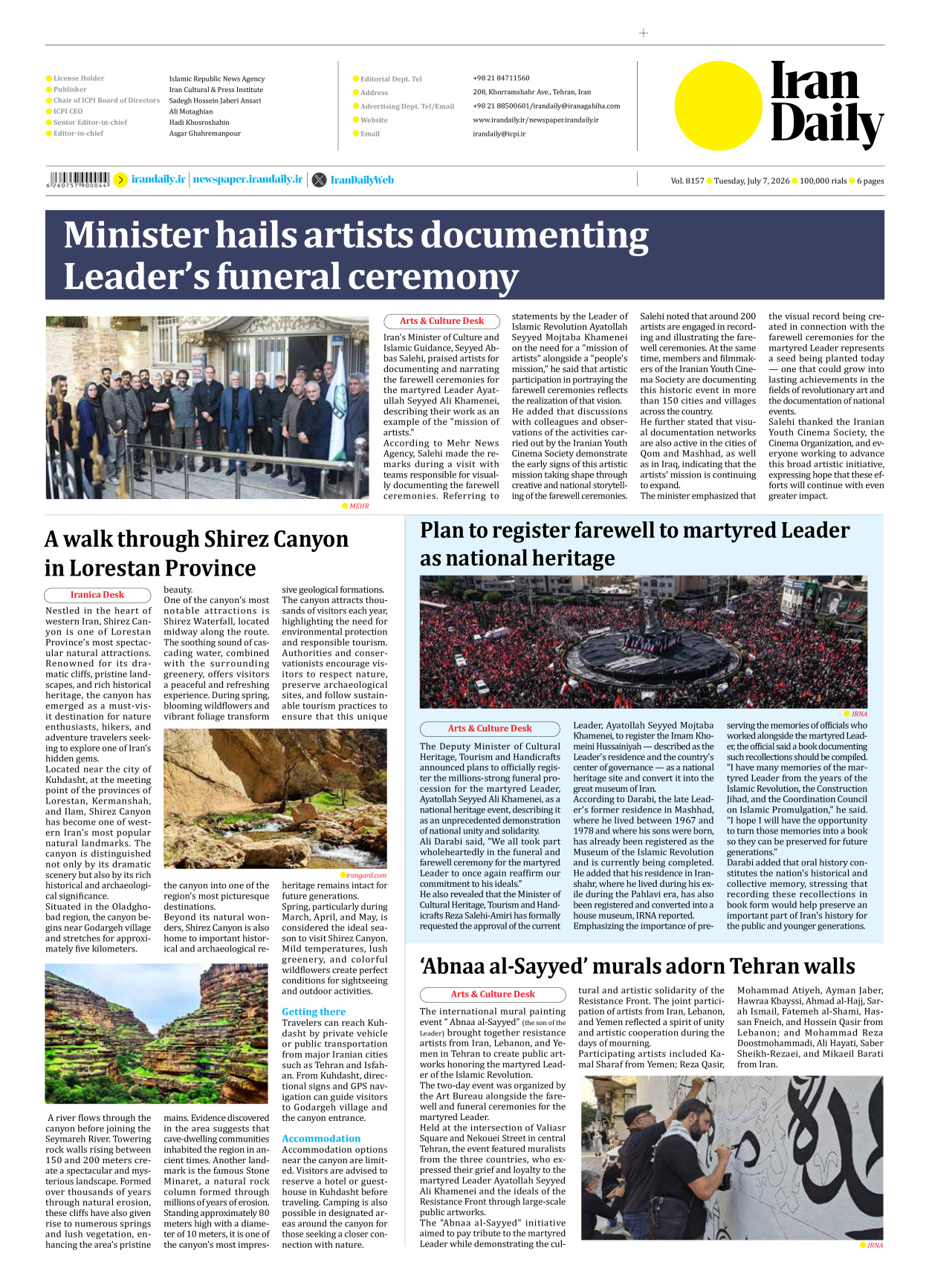 Iran Daily - Number Eight Thousand One Hundred and Fifty Seven - 07 July 2026 - Page 6