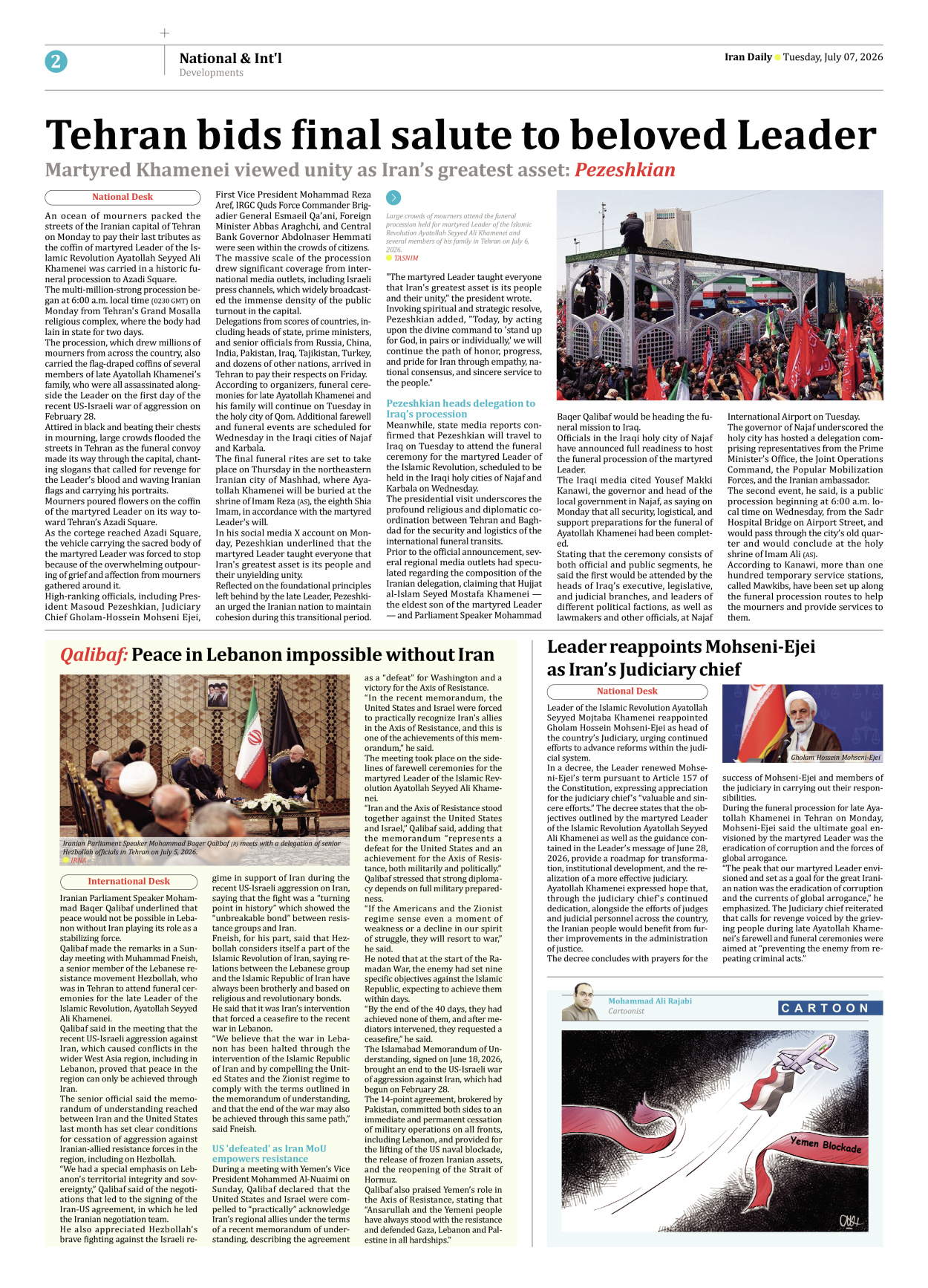 Iran Daily - Number Eight Thousand One Hundred and Fifty Seven - 07 July 2026 - Page 2