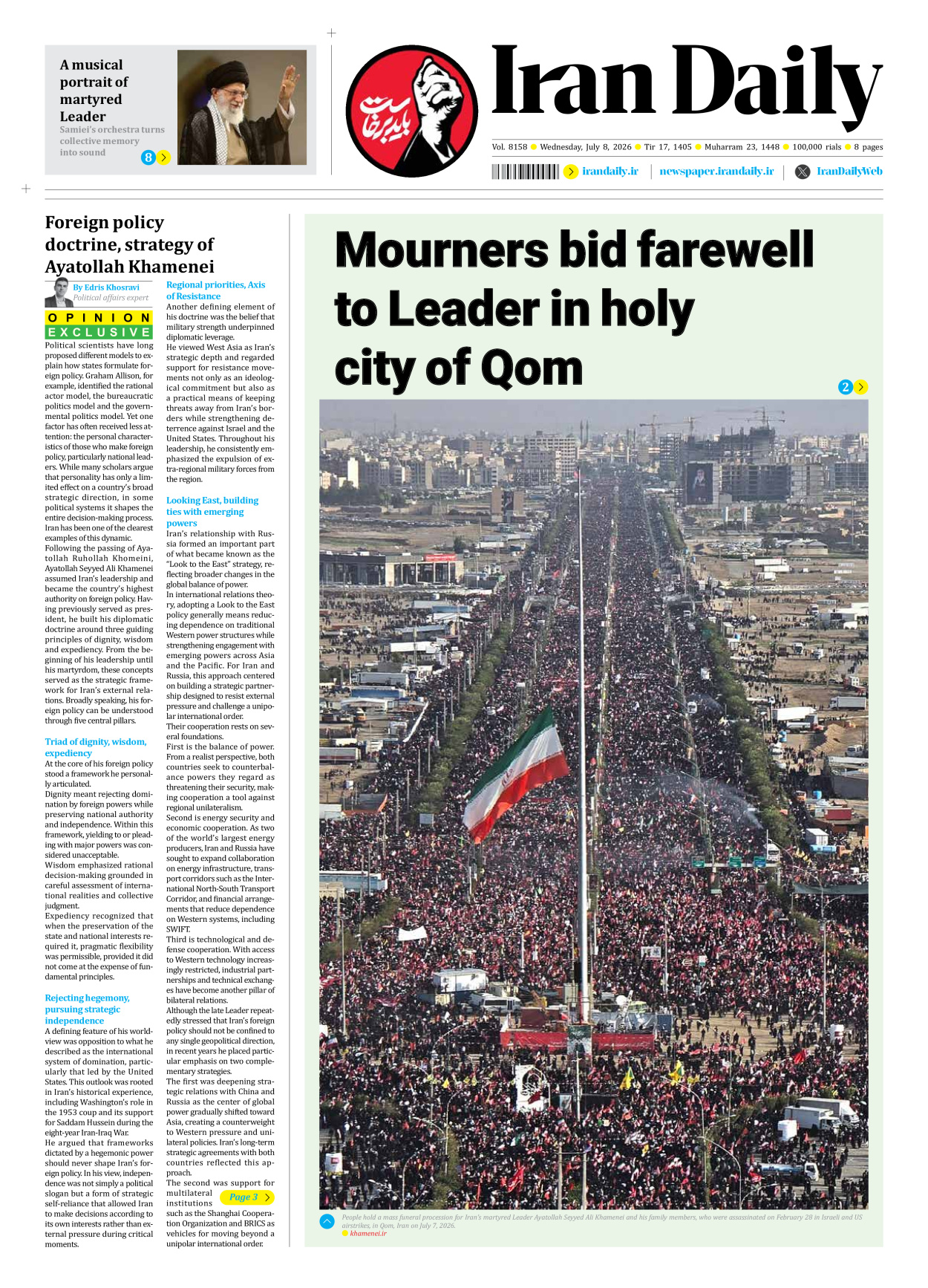 Iran Daily - Number Eight Thousand One Hundred and Fifty Eight - 08 July 2026