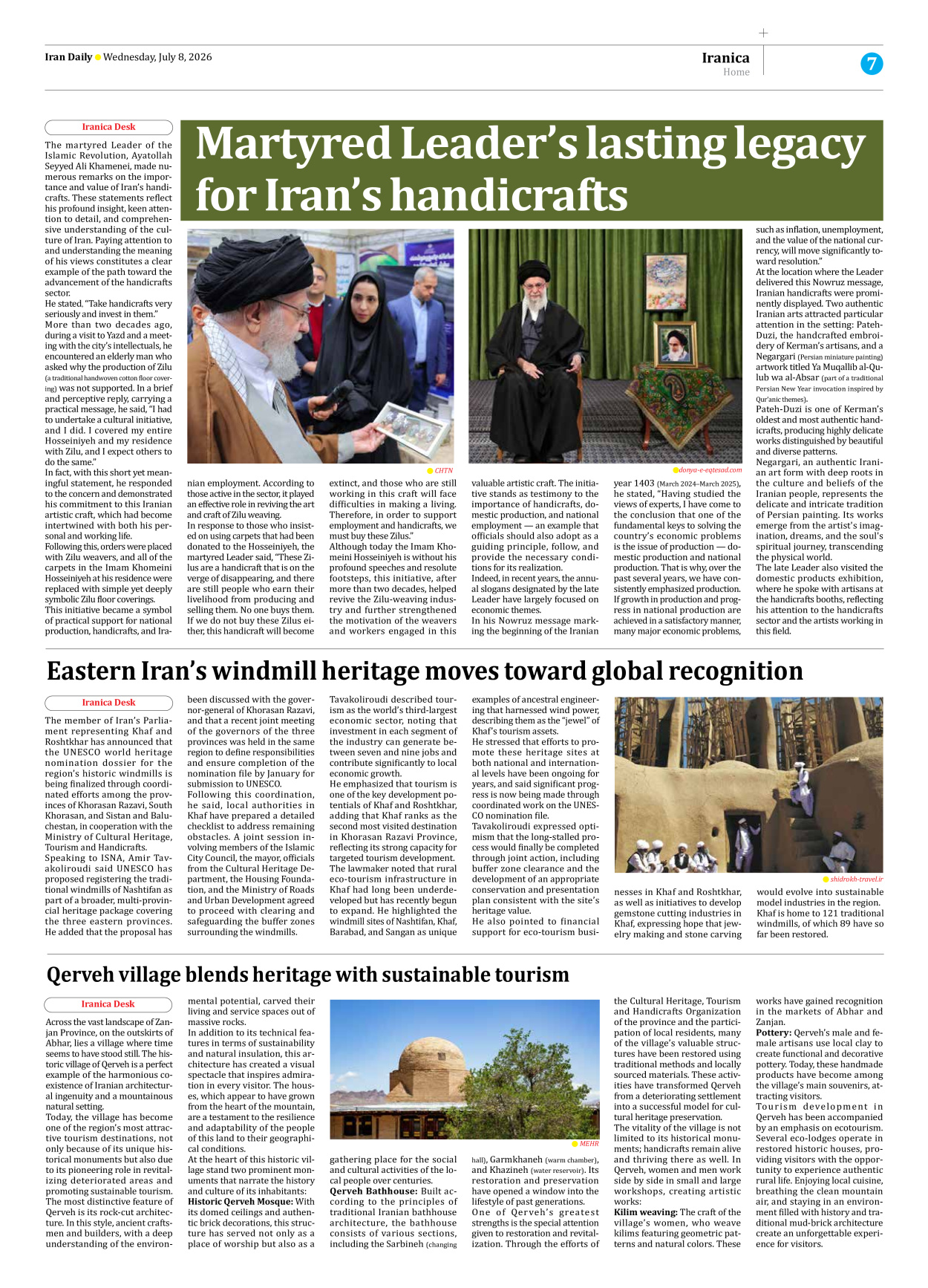 Iran Daily - Number Eight Thousand One Hundred and Fifty Eight - 08 July 2026 - Page 7