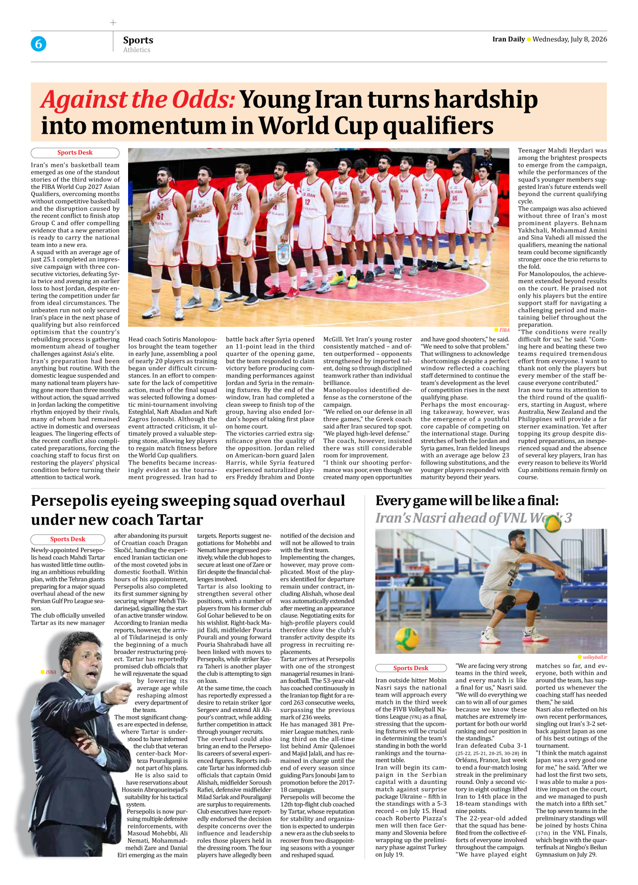Iran Daily - Number Eight Thousand One Hundred and Fifty Eight - 08 July 2026 - Page 6