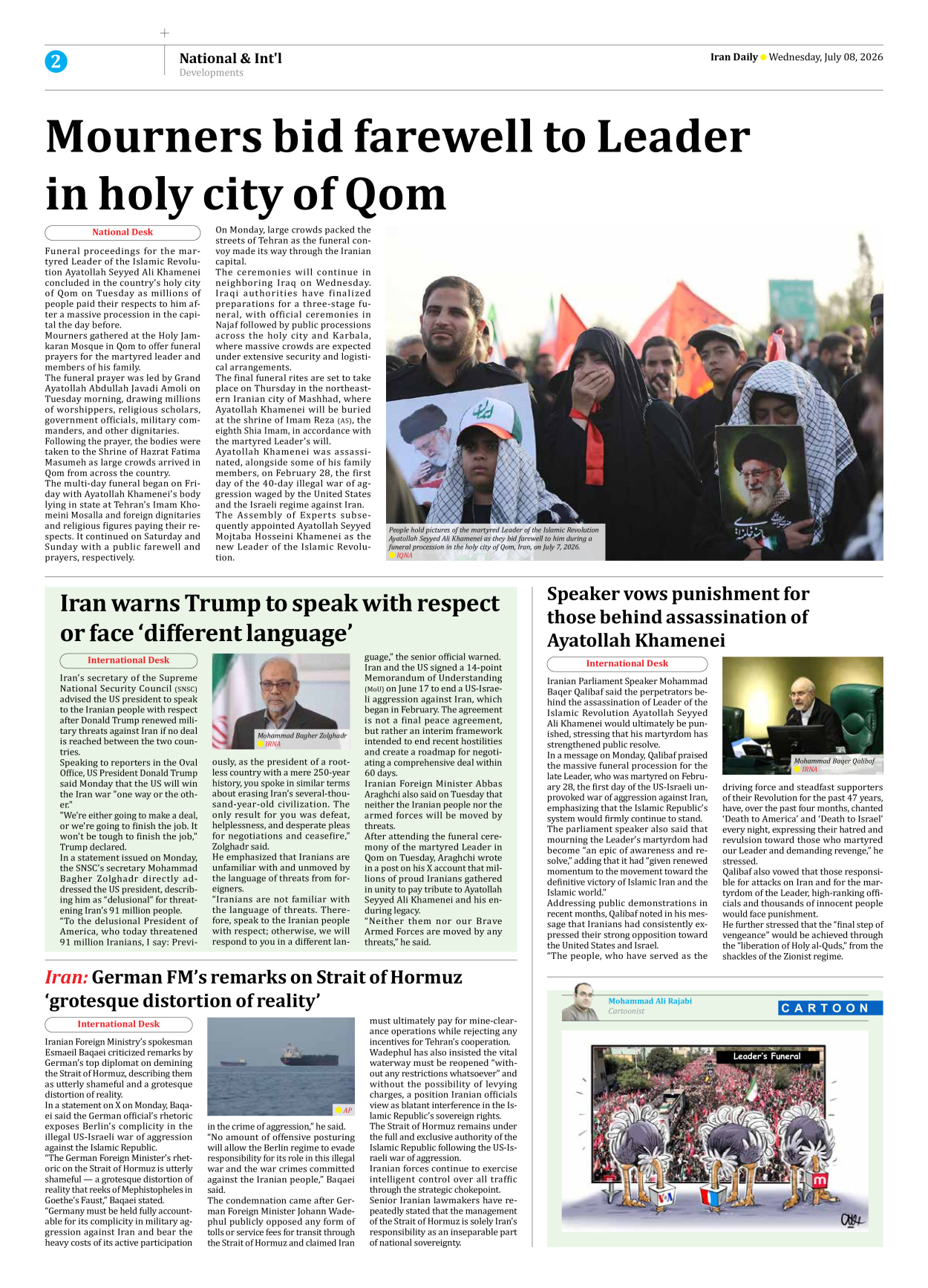 Iran Daily - Number Eight Thousand One Hundred and Fifty Eight - 08 July 2026 - Page 2