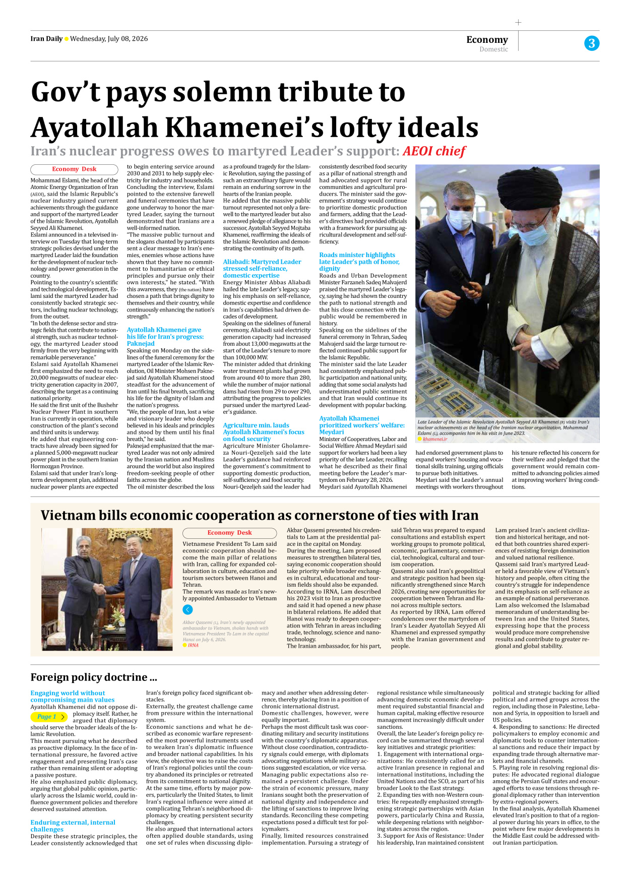 Iran Daily - Number Eight Thousand One Hundred and Fifty Eight - 08 July 2026 - Page 3