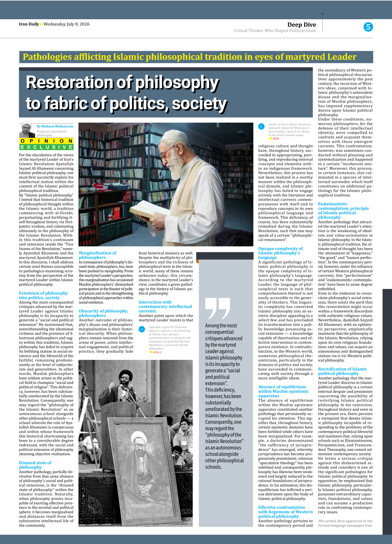 Iran Daily - Number Eight Thousand One Hundred and Fifty Eight - 08 July 2026 - Page 5