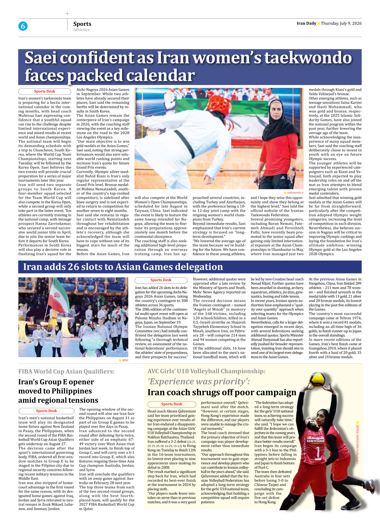 Iran Daily - Number Eight Thousand One Hundred and Fifty Nine - 09 July 2026 - Page 6