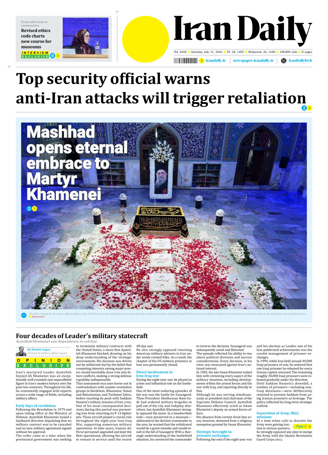 Iran Daily - Number Nine Thousand One Hundred and Sixty - 11 July 2026