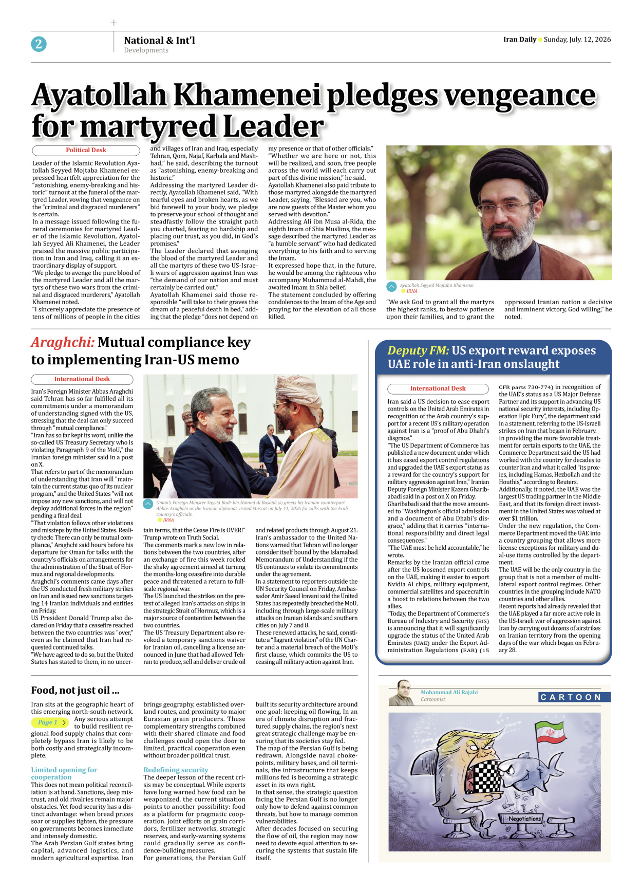 Iran Daily - Number Eight Thousand One Hundred and Sixty One - 12 July 2026 - Page 2