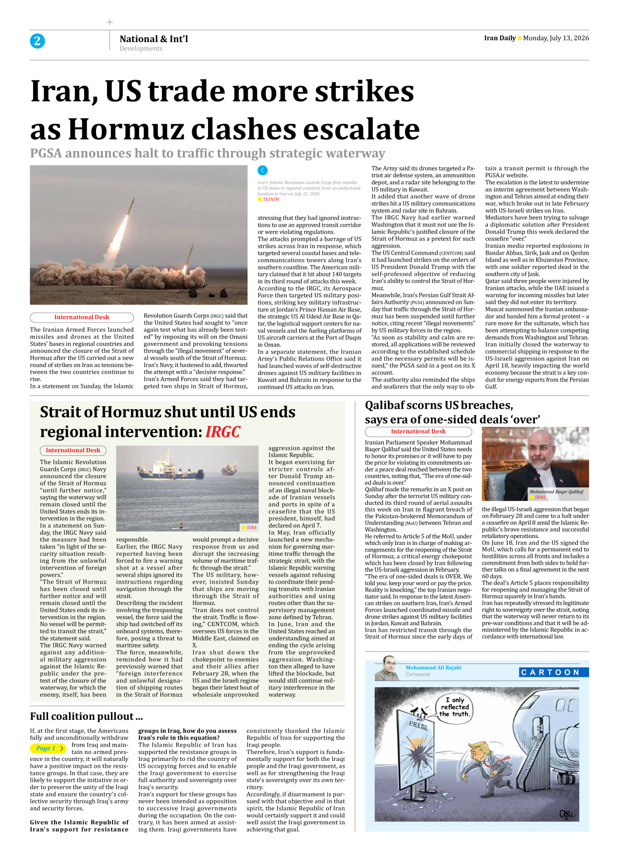 Iran Daily - Number Eight Thousand One Hundred and Sixty Two - 13 July 2026 - Page 2